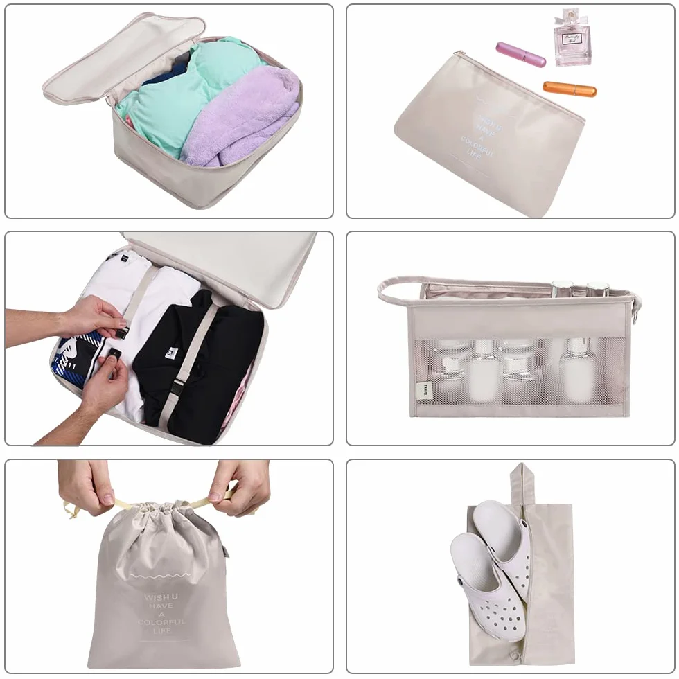 OSDUE Organizer Valigia 8 Pezzi Packing Cubes Salvaspazio Abbigliamento Intimo Calzature
