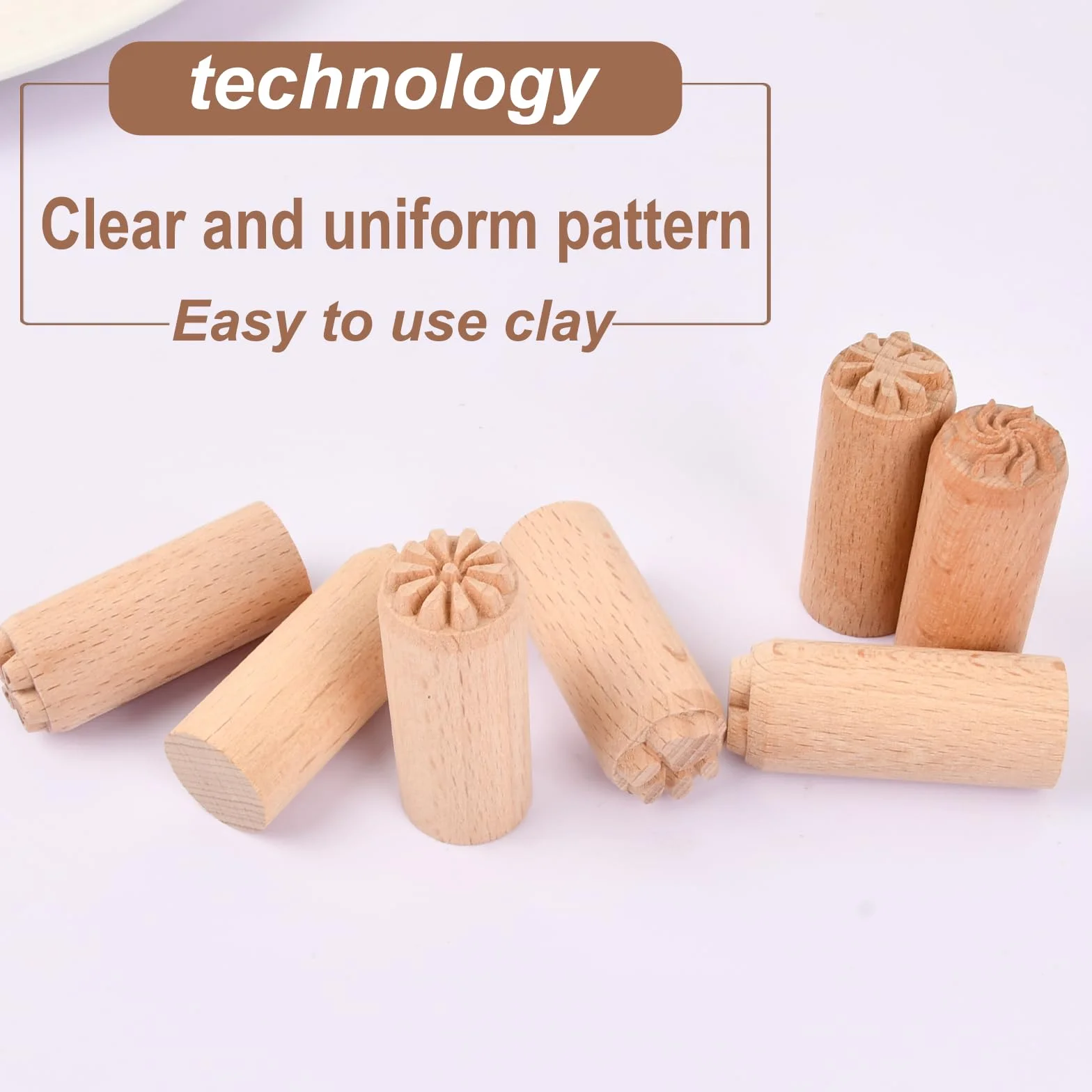 7 Pezzi Colonna Timbri in Legno Naturale per Ceramica Francobolli Timbro in Legno Forma Fiori e Cuore Timbri In Argilla Ceramica Floreale In Legno Colonna per Argilla Scrapbooking Fai Decor