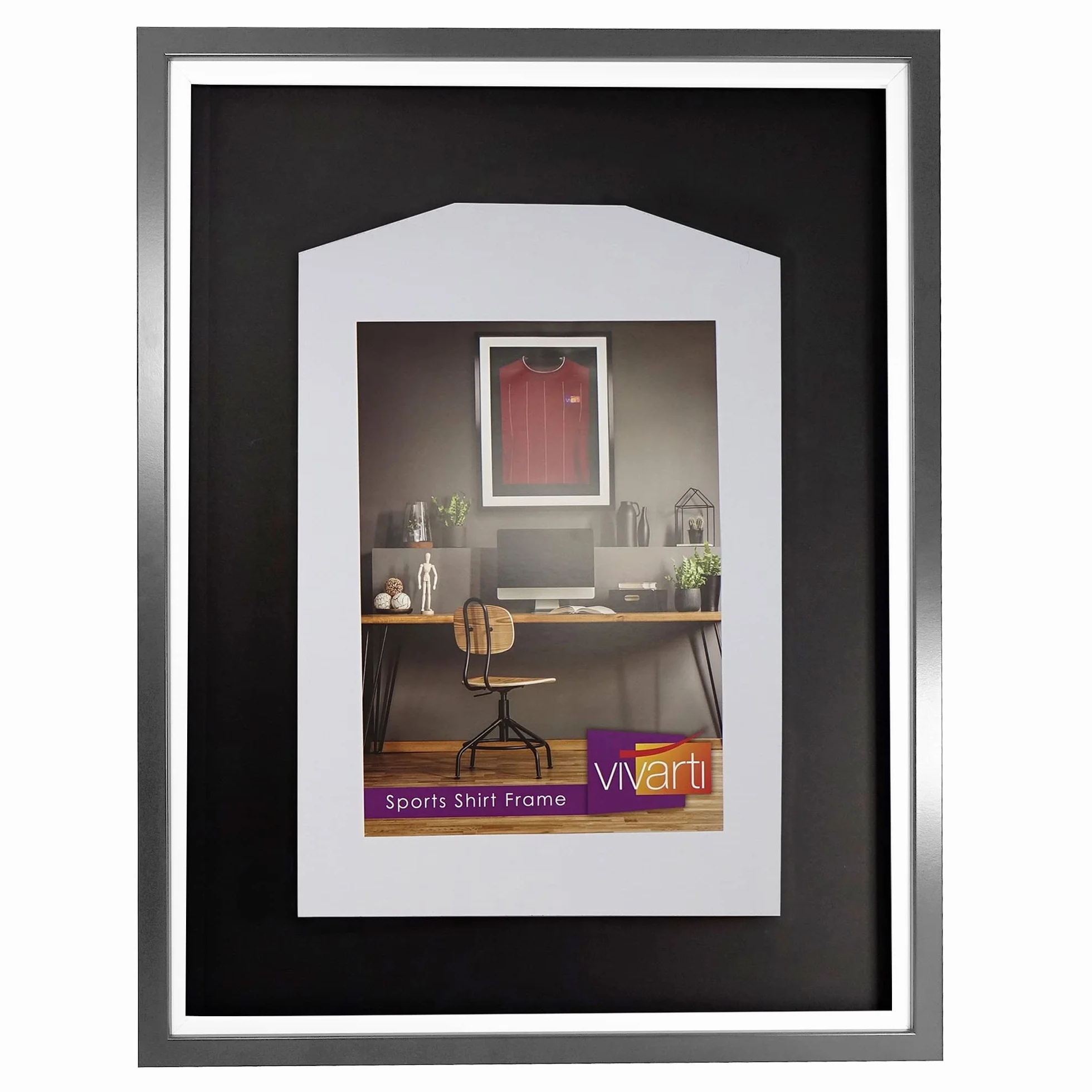 Vivarti Espositore per maglietta sportiva fai da te 50 x 70 cm cornice argentata Junior