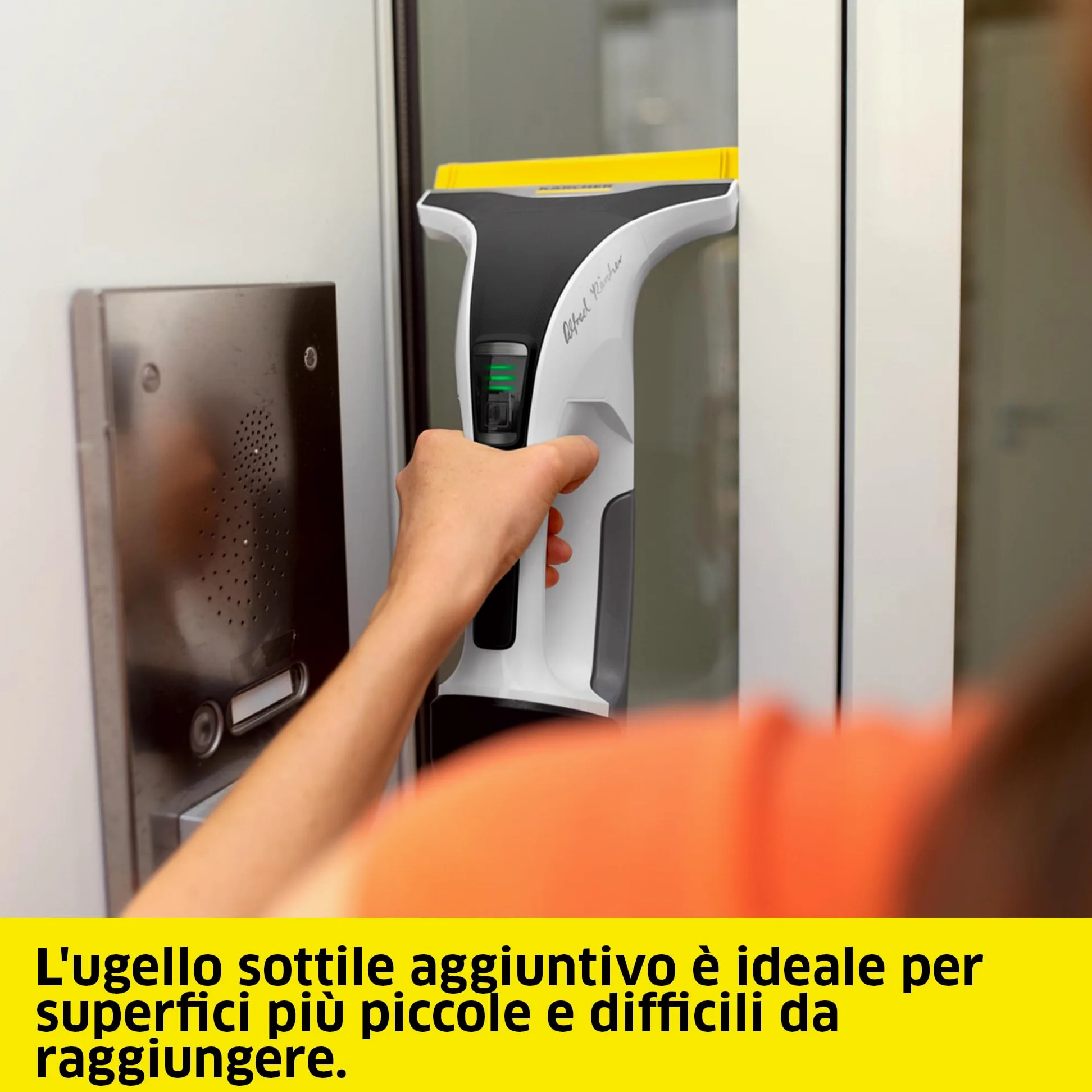 KÄRCHER lavavetri a batteria WV 8 Signature Line, autonomia: 55 min, serbatoio: 150 ml, 2 labbra, flacone spray e 2 panni in microfibra, raschietto per sporco, detergente per vetri