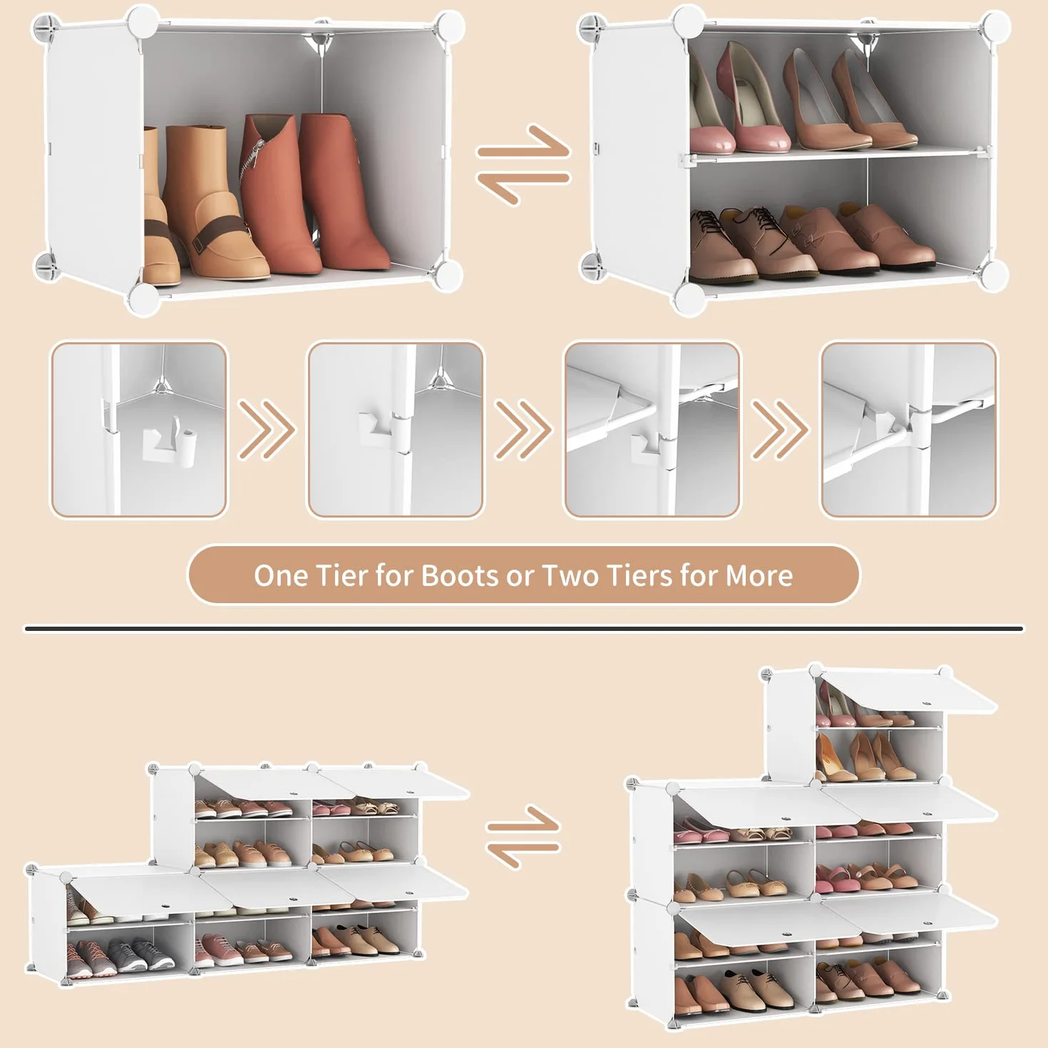 Vicye Scarpiera Organizer 10 Ripiani 20 Paia Portatile Bianco
