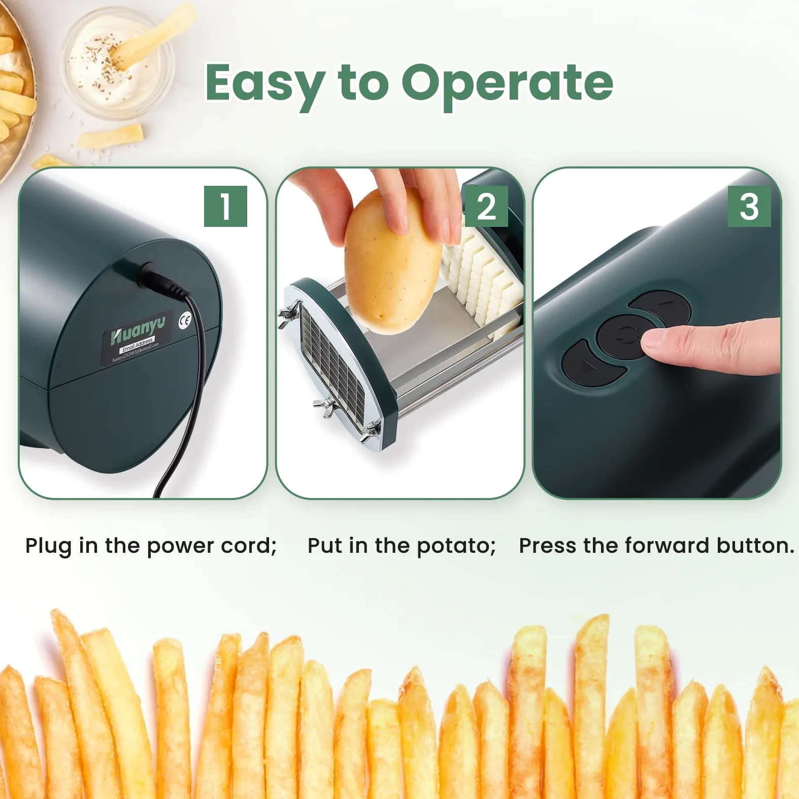 Huanyu Taglierina Elettrica Multifunzionale per Patate, Carote e Cetrioli con 2 Dimensioni di Lame