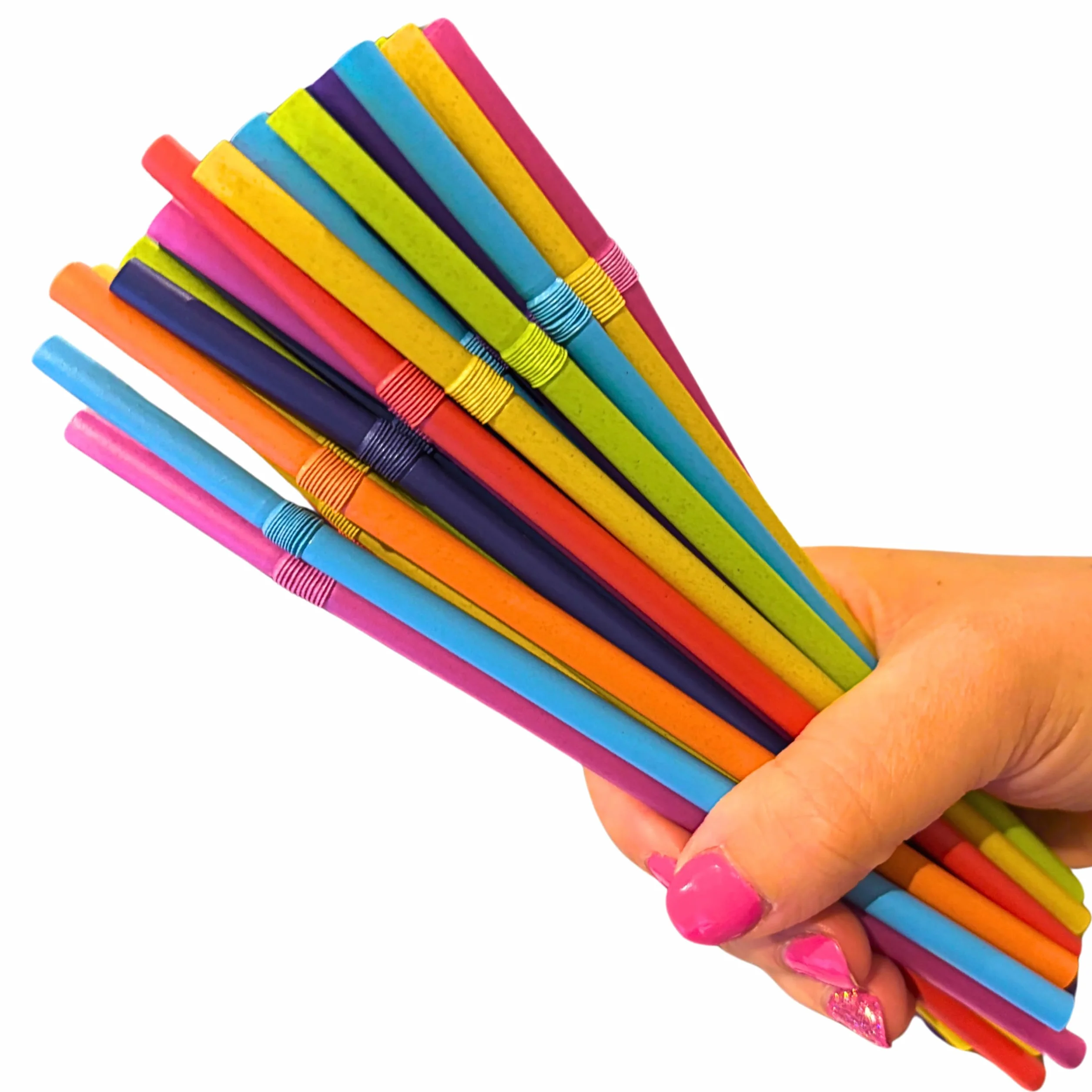 SYLVA 100 cannucce flessibili multicolore pieghevoli – Cannucce di canna da zucchero per cocktail, frullati, frappè – Cannucce in fibra naturale di canna da zucchero, cannucce robuste per bevande