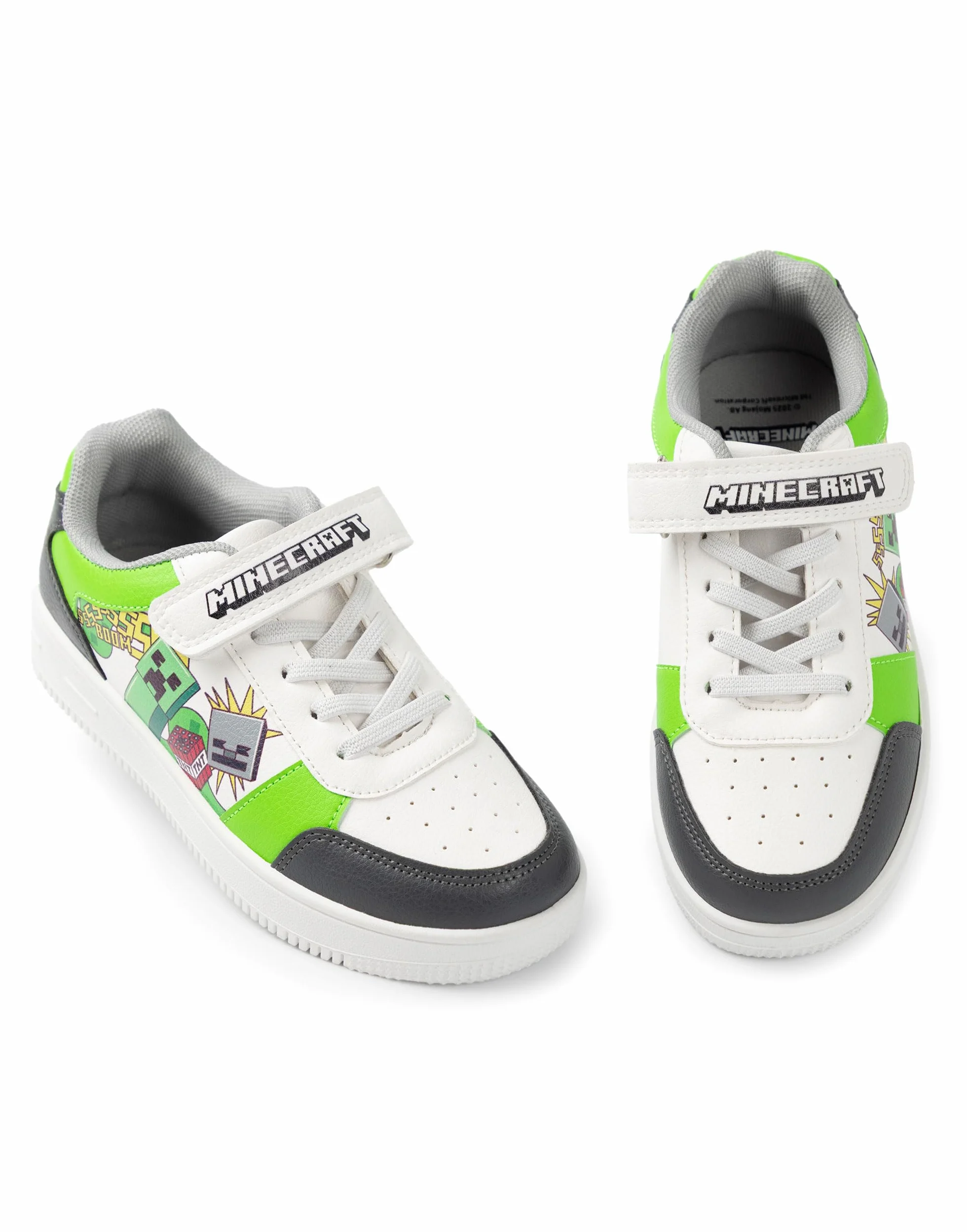 Minecraft Scarpe da Ginnastica Creeper Ragazzi Bianco Verde Nero Chiusura a Strappo