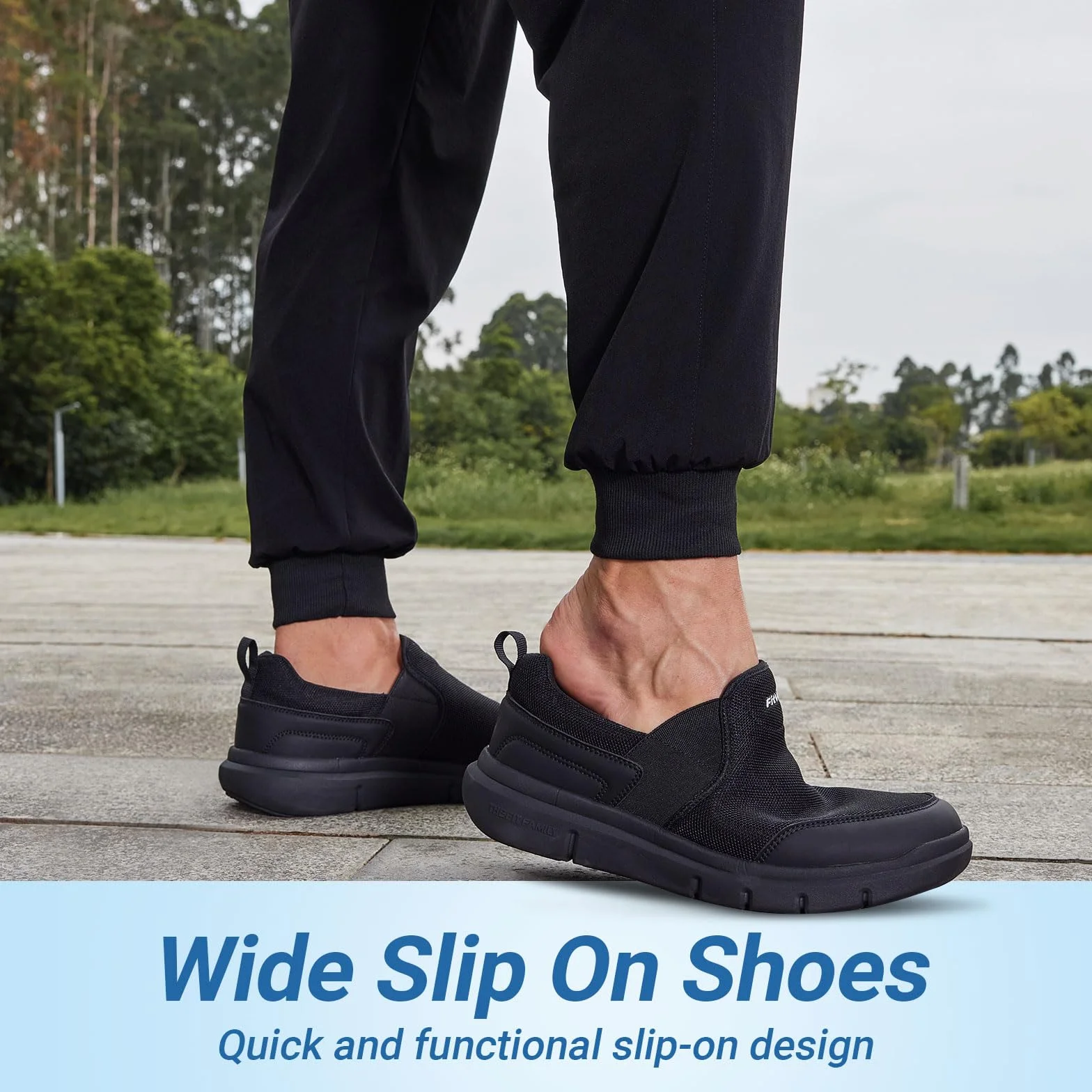 FitVille Scarpe Uomo per Camminata Antiscivolo Slip-on Casual Sneaker Senza Lacci Scarpe da Esterno Comode Leggere e Traspiranti a Pianta Larga