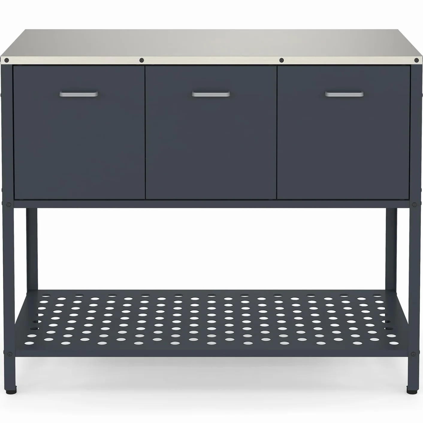 IDMarket - Cucina da esterno PAREO a 3 ante con 1 ripiano in acciaio grigio antracite