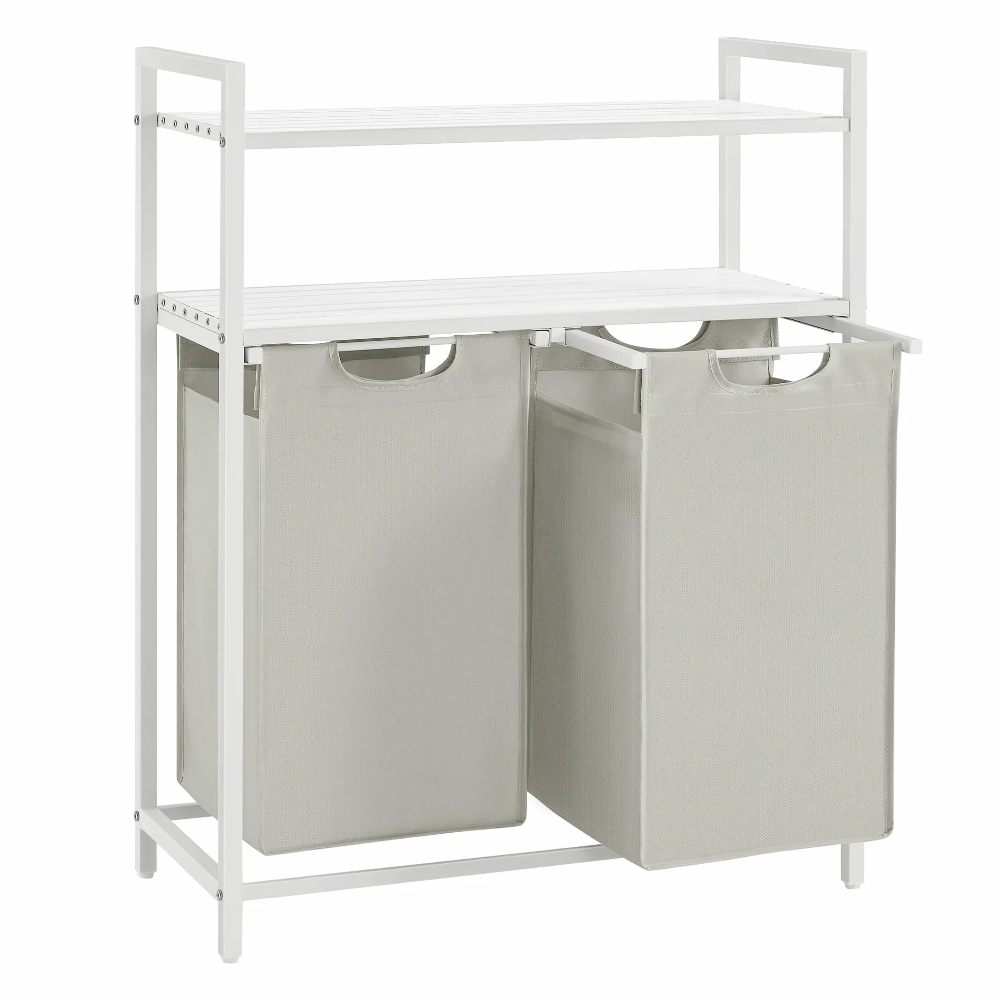 VASAGLE Cesto Portabiancheria 2 Sacchi Estraibili 46L Bianco BLH211W01