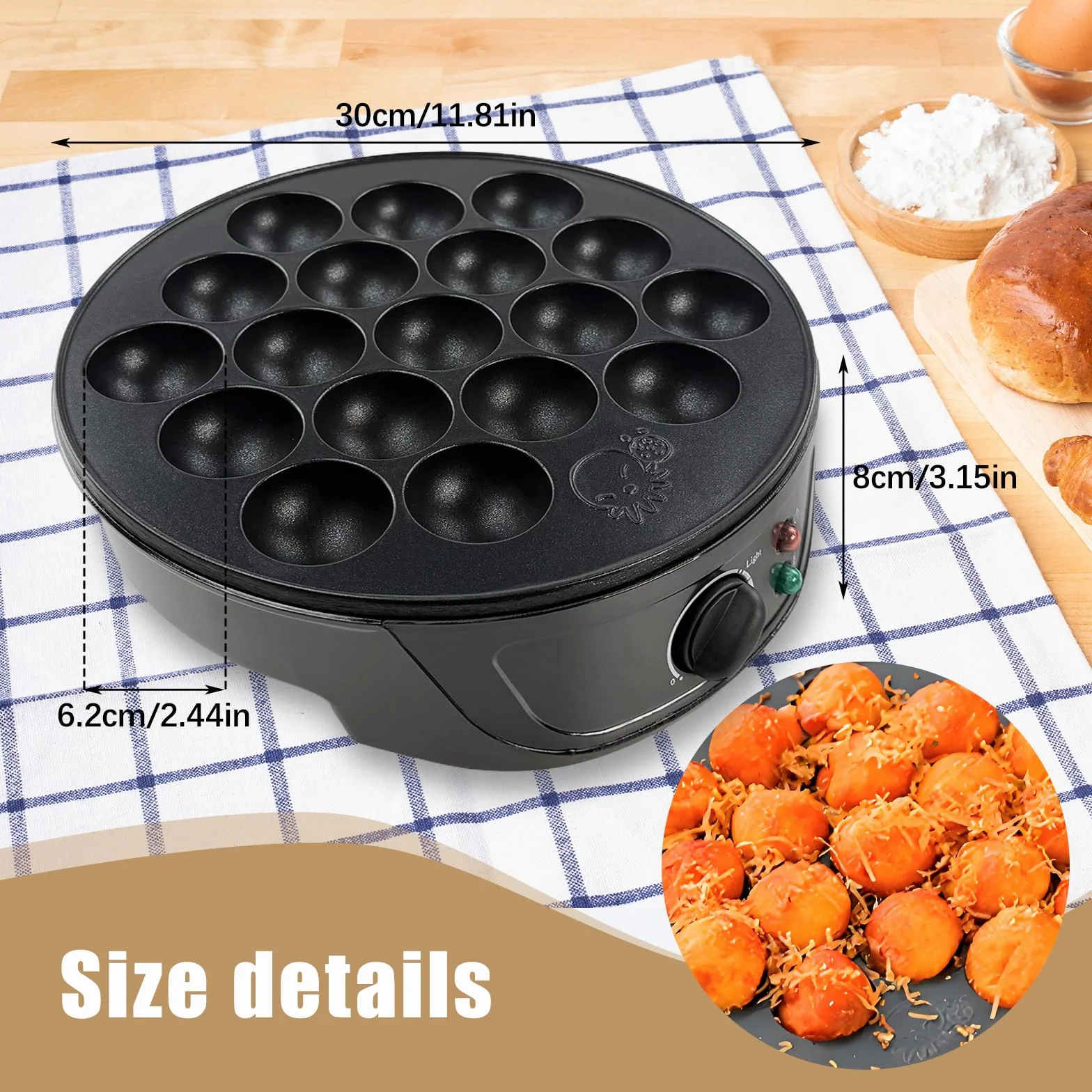Takoyaki Maker 750W 18 fori Antiaderente 220-240V Macchina per Palline di Polpo Giapponesi