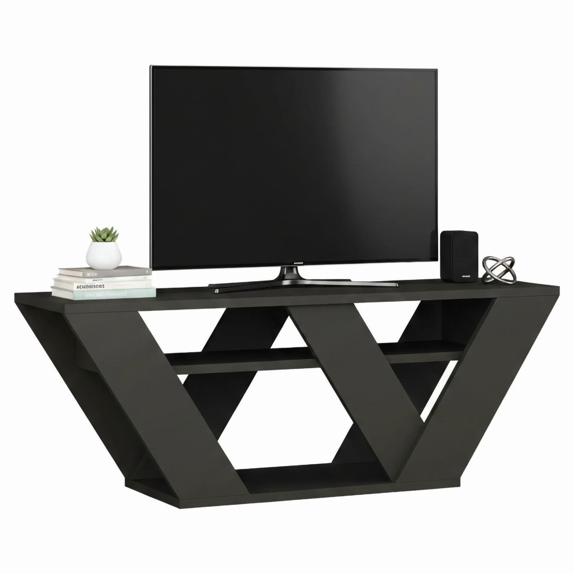 Dmora - Mobile porta TV Pegasus, Credenza da soggiorno, Armadio basso per TV, Base parete attrezzata, 110x30h40 cm, Antracite