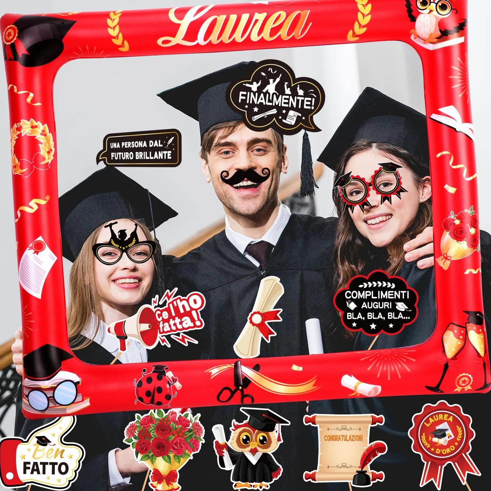 HOWAF 20pz Photo Booth Laurea Gadget Cornice per Selfie Foto Props Regalo Decorazioni