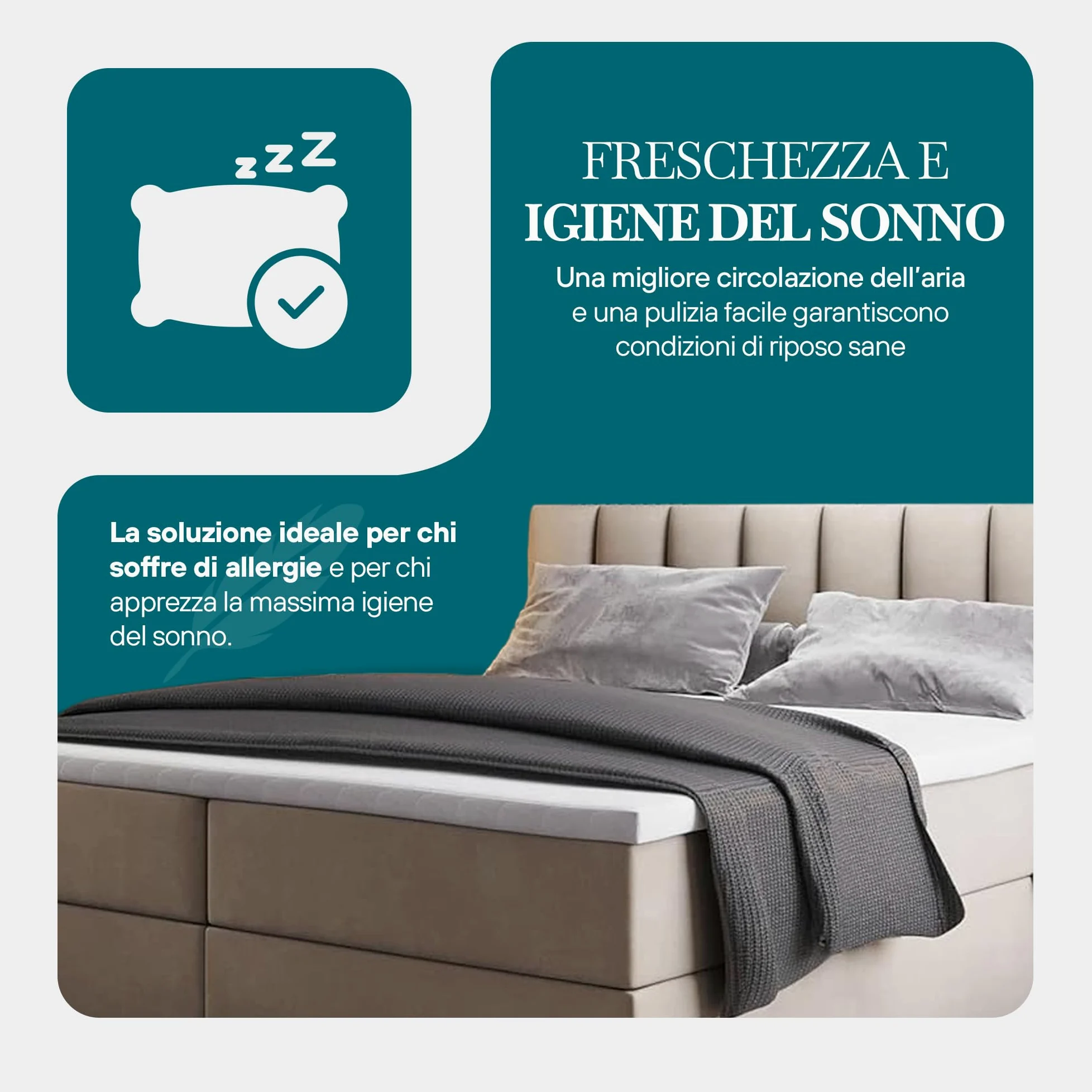 TRADA Letto Contenitore Matrimoniale con Contenitori e Materasso Pocket H3 - Elegante Letto PALERMO con Materasso e Topper - Beige - 180 x 200 cm