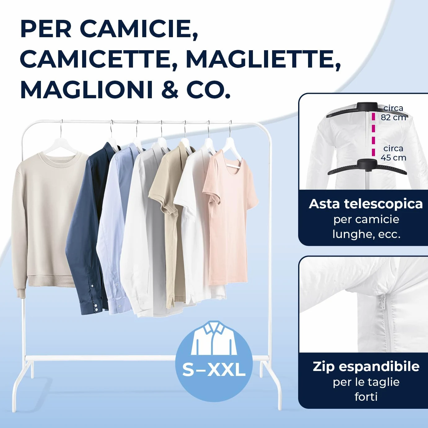 CLEANmaxx Ferro da stiro automatico per camicie PRO | Sostituisce il ferro da stiro, l'asse da stiro e la vaporiera | Ferro da stiro con manichino per camicie e bluse | Innovativo ed efficiente