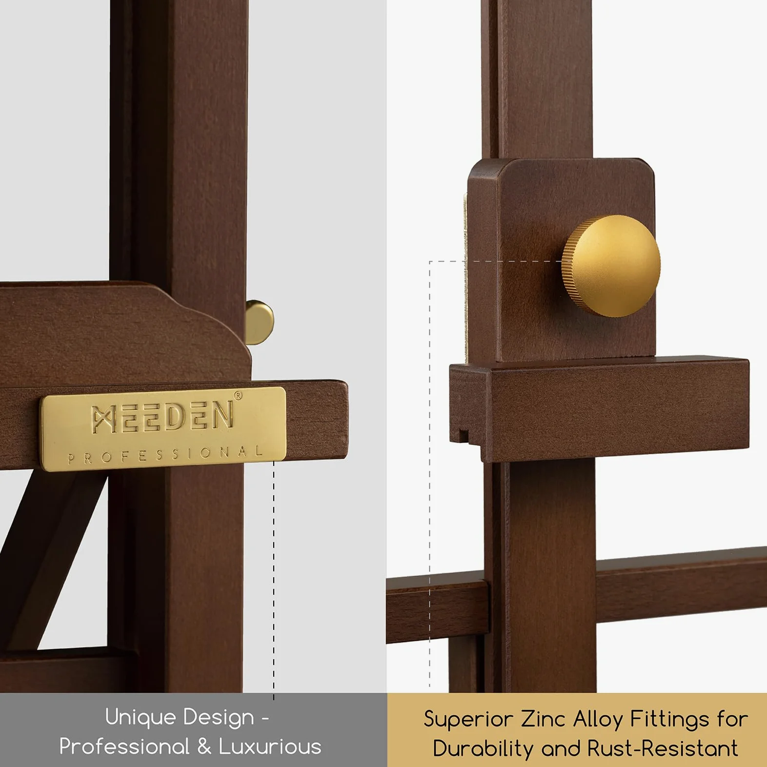 MEEDEN PRO Cavalletto da tavolo grande per pittura - Cavalletto da scrivania senza montaggio per tele fino a 70 cm - Cavalletto regolabile con struttura a H in legno di faggio