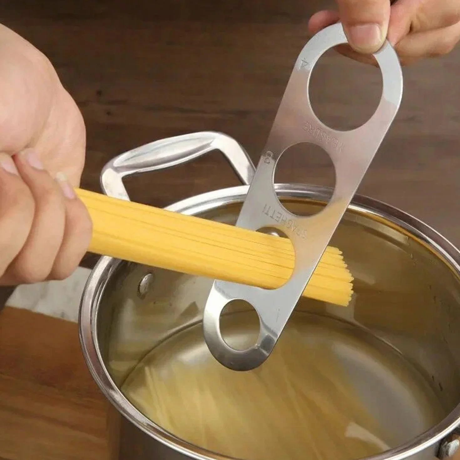 Dispositivo di Misurazione della Pasta in Acciaio Inossidabile da 1 -Parte E 1 Gancio, Utensili da Cucina, Forniture di Cottura, Accessori Fai -da -Te -Pasta.