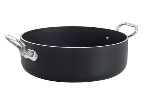 Casseruola Bassa in Alluminio Antiaderente Alblack Linea Agnelli 110 per induzione con Due Maniglie, Spessore 5mm, diam. 28cm