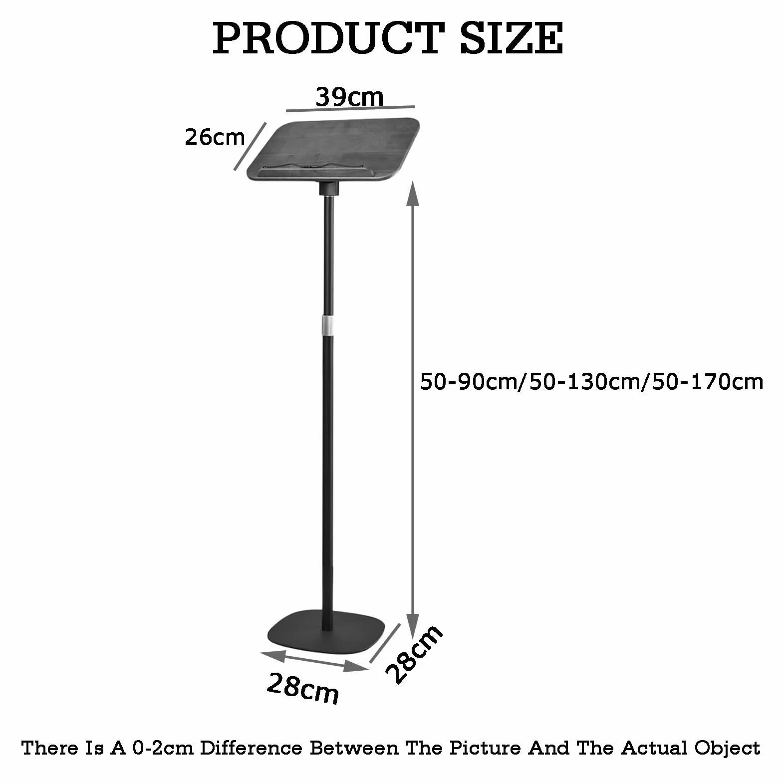 Generico Leggio Regolabile in Altezza, da 50 a 170 cm, in Legno, Ideale per casa, Ufficio, Auto, Divano, Letto e Scuola - Perfetto Anche Come Supporto per spartiti (Nero)