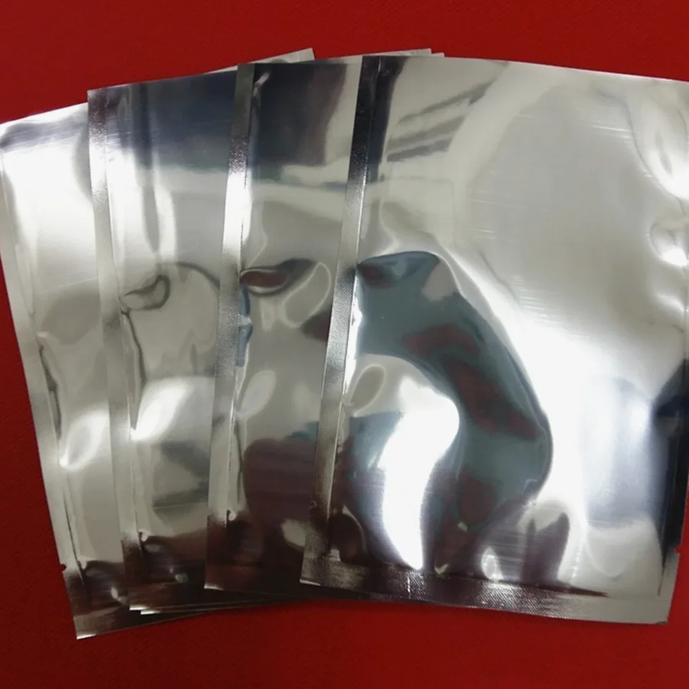 200 Sacchetti Mylar Sottovuoto, Argento, 15x22cm | Pellicola colorata, Apertura superiore, Sigillabili, Per alimenti, Con tacche