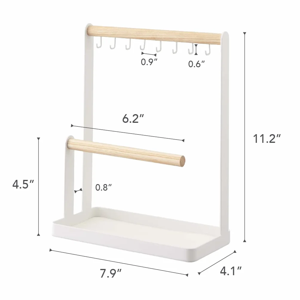 YAMAZAKI TOSCA Accessory Stand White Steel Wood 20 x 10.5 x 28.5 cm
