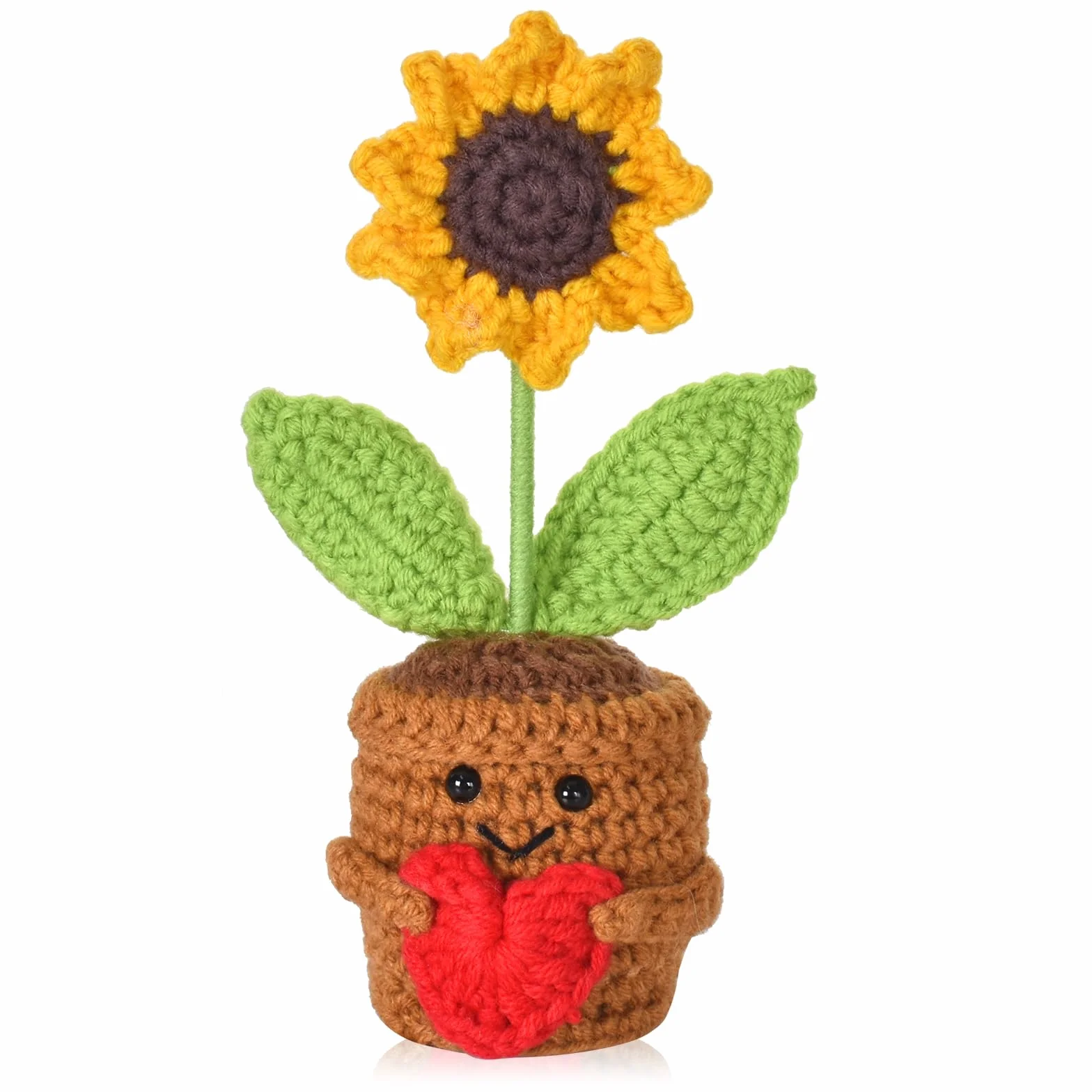 Pocket Hug Girasole positivo, Abbraccio Tascabile Girasole Piccoli Regali, bambola creativa in lana lavorata a maglia, Decorazioni da Scrivania per Casa e Ufficio, regalo di buon miglioramento