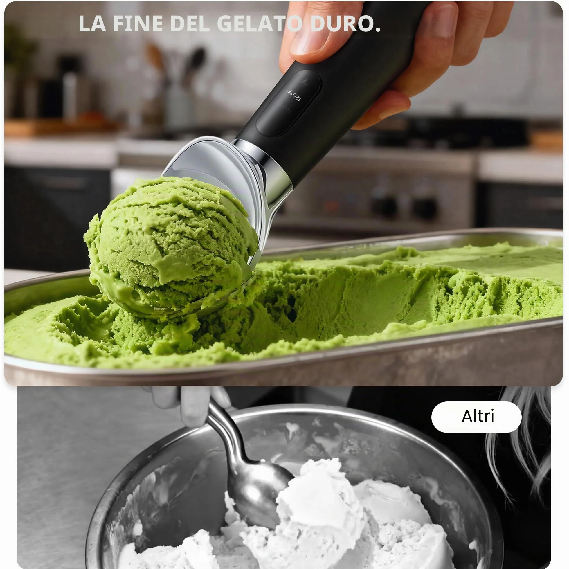 Paletta per gelato riscaldata ricaricabile 2600 mAh 3 livelli calore LED VRAIKO