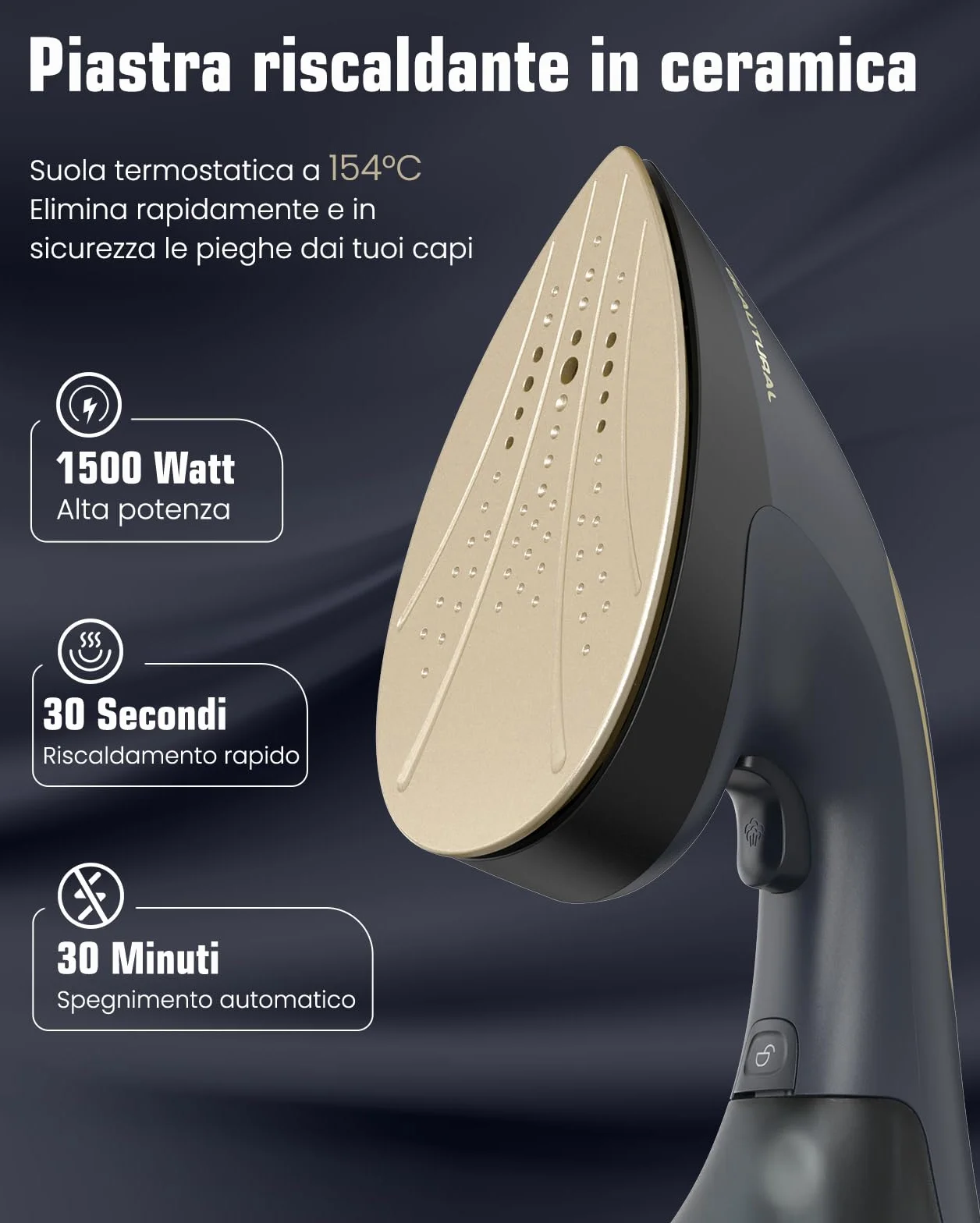BEAUTURAL Ferro da Stiro Verticale a Vapore 2 in 1 per Abbigliamento, Portatile e Potente da 1500W con Vapore Istantaneo, Riscaldamento Rapido in 30 Secondi e Spegnimento Automatico (220-240V)