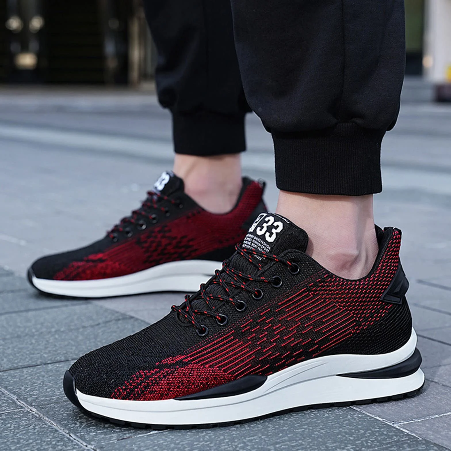 Scarpe da ginnastica da uomo, invisibili, con lacci, altezza regolabile, altezza 6 cm, tacco nascosto