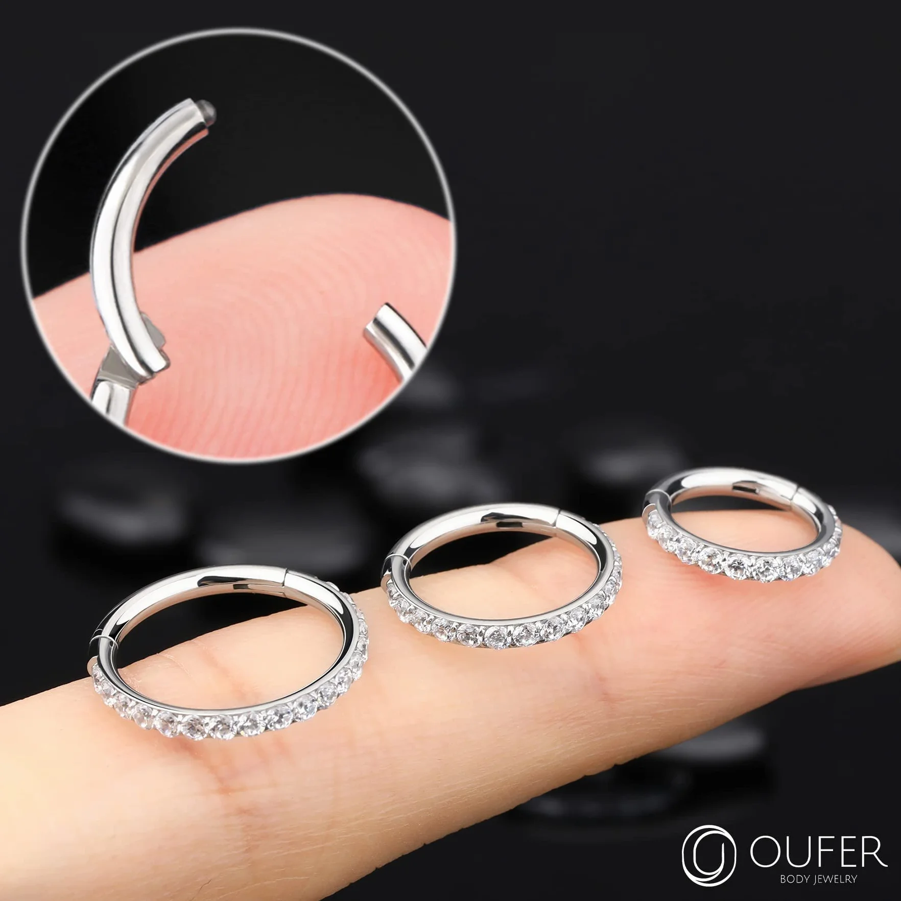 OUFER 14G 8-12mm Oro Piercing Ombelico Cerchio Anello Corto Barra Lungo Ball CZ Palline Argento Barbell Navel Bar Belly Button Rings Gioiello Donna 1.6mm