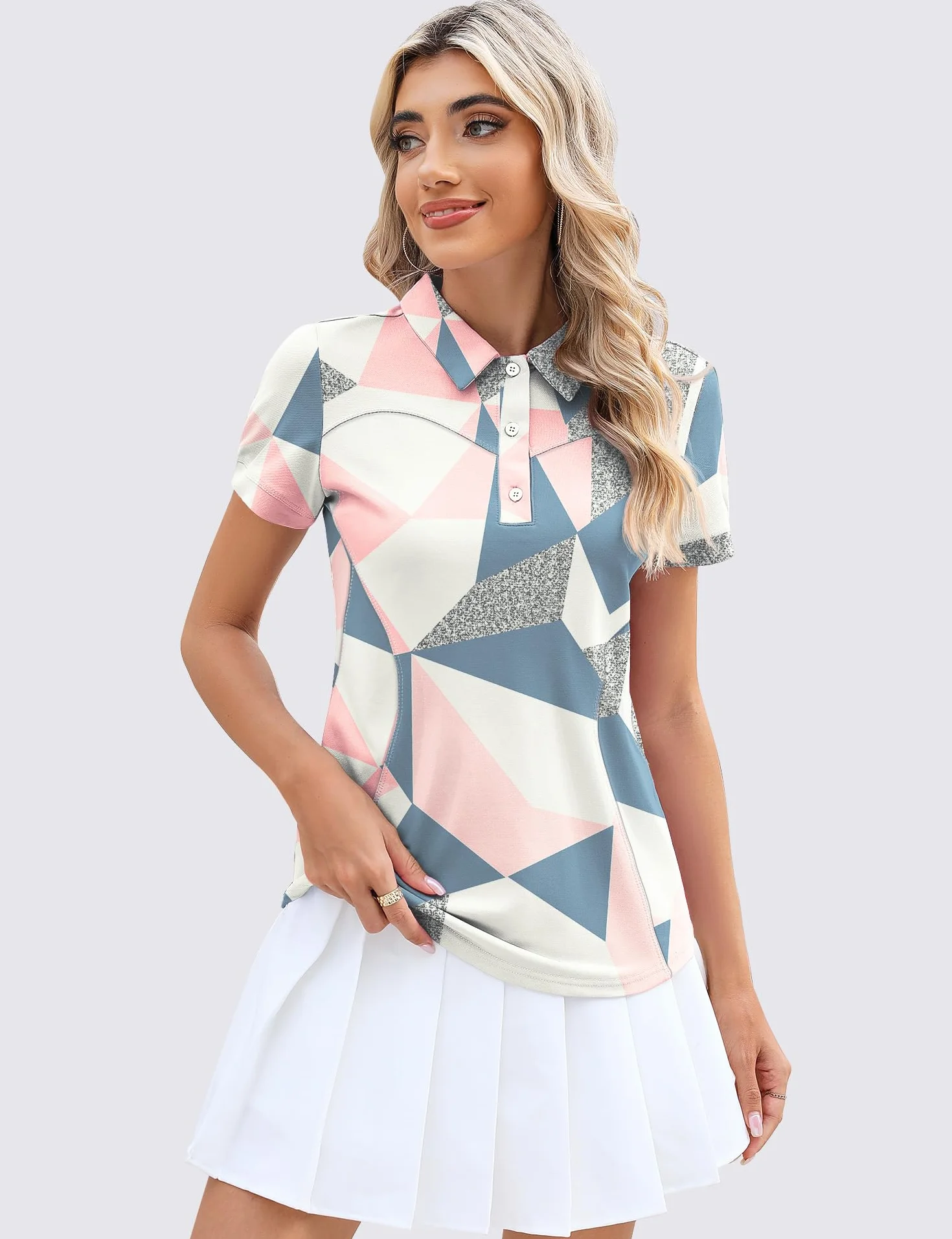 IECCP Polo da golf da donna a maniche corte in cotone con colletto leggero T-shirt traspirante estiva da lavoro casual top 2025