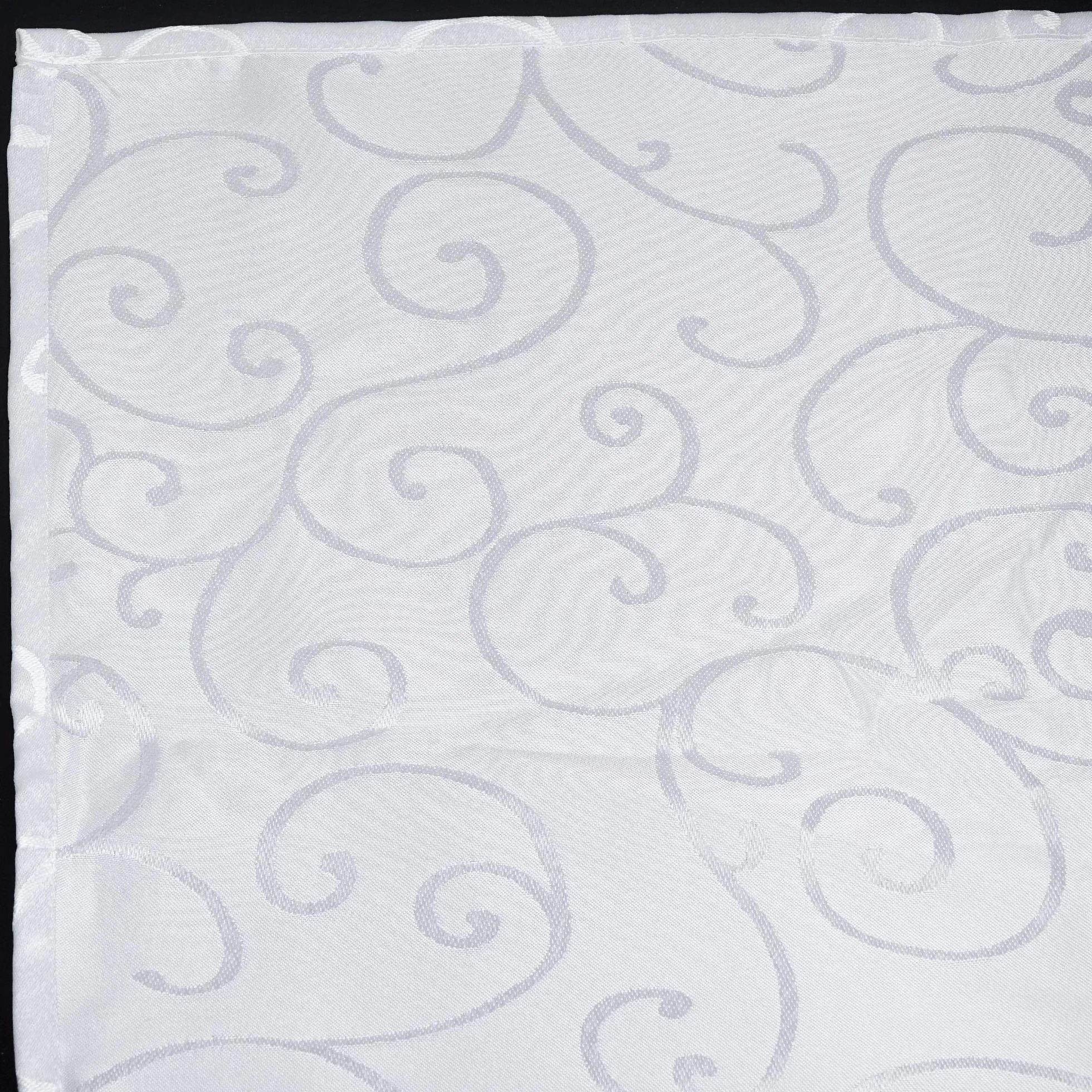 WedDecor 10 tovaglie rotonde damascate con motivo a spirale con rami, in poliestere e lino, tovaglia da pranzo per ristorante, 330 cm, bianco