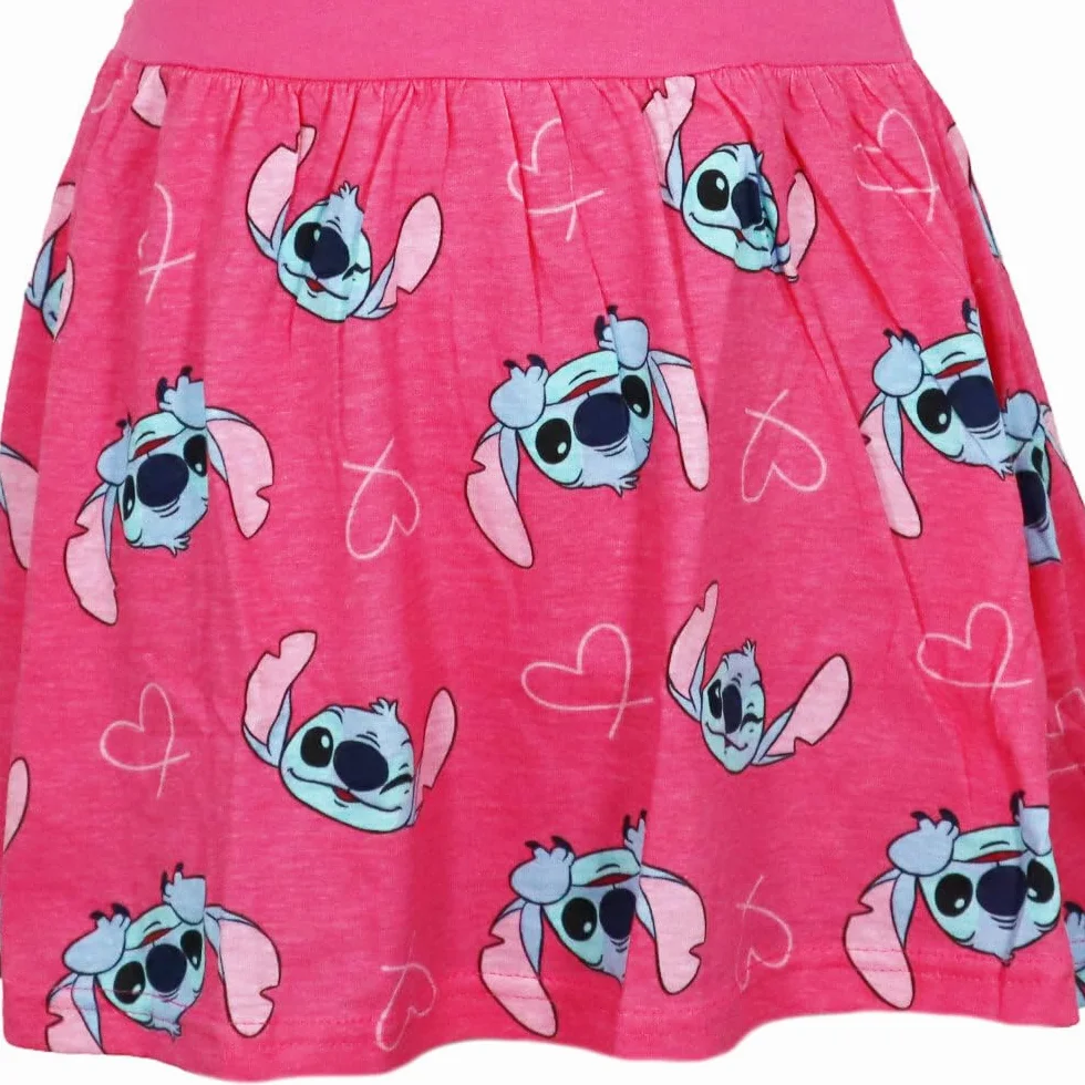 Disney Lilo & Stitch Vestito estivo da bambina con maniche a volant e stampa allover Cotone Grigio Rosa 92-128