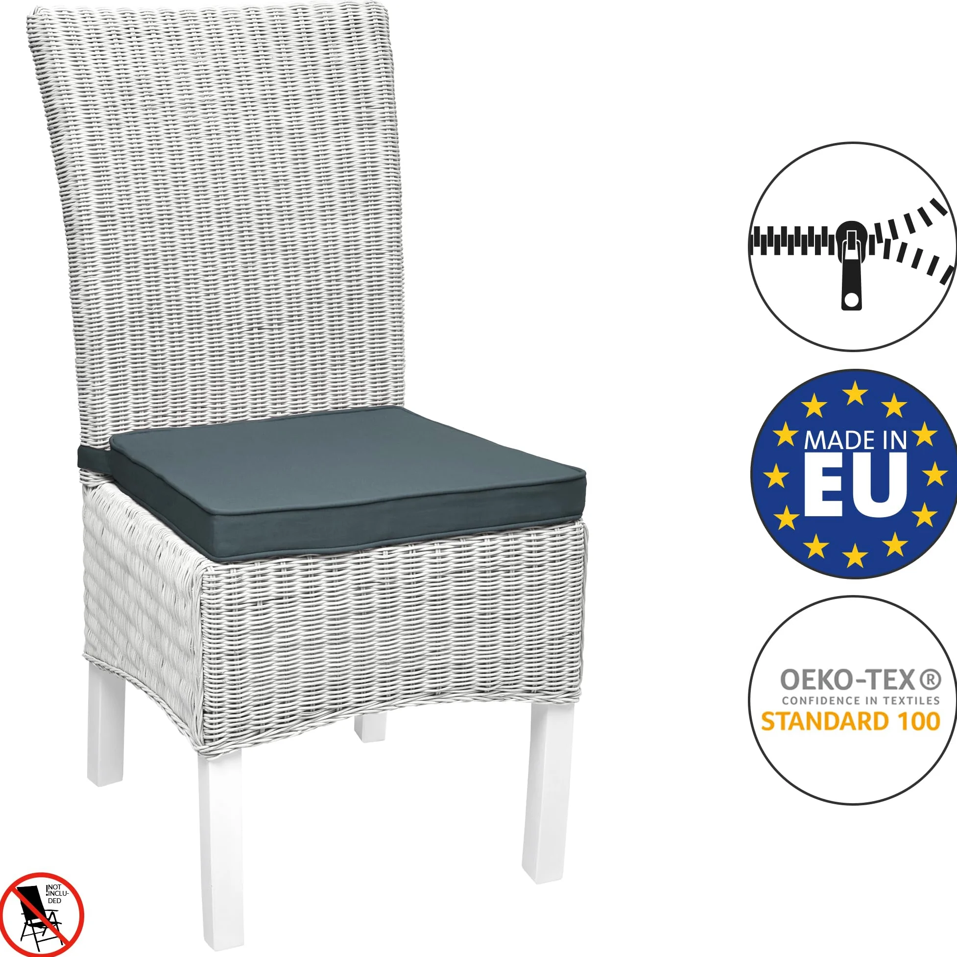 Beautissu Cuscini per sedie in Set da 6 unità Loft SK 45x40x5 cm - Comodi e Resistenti - con Pratico Laccio - Blu-Grigio