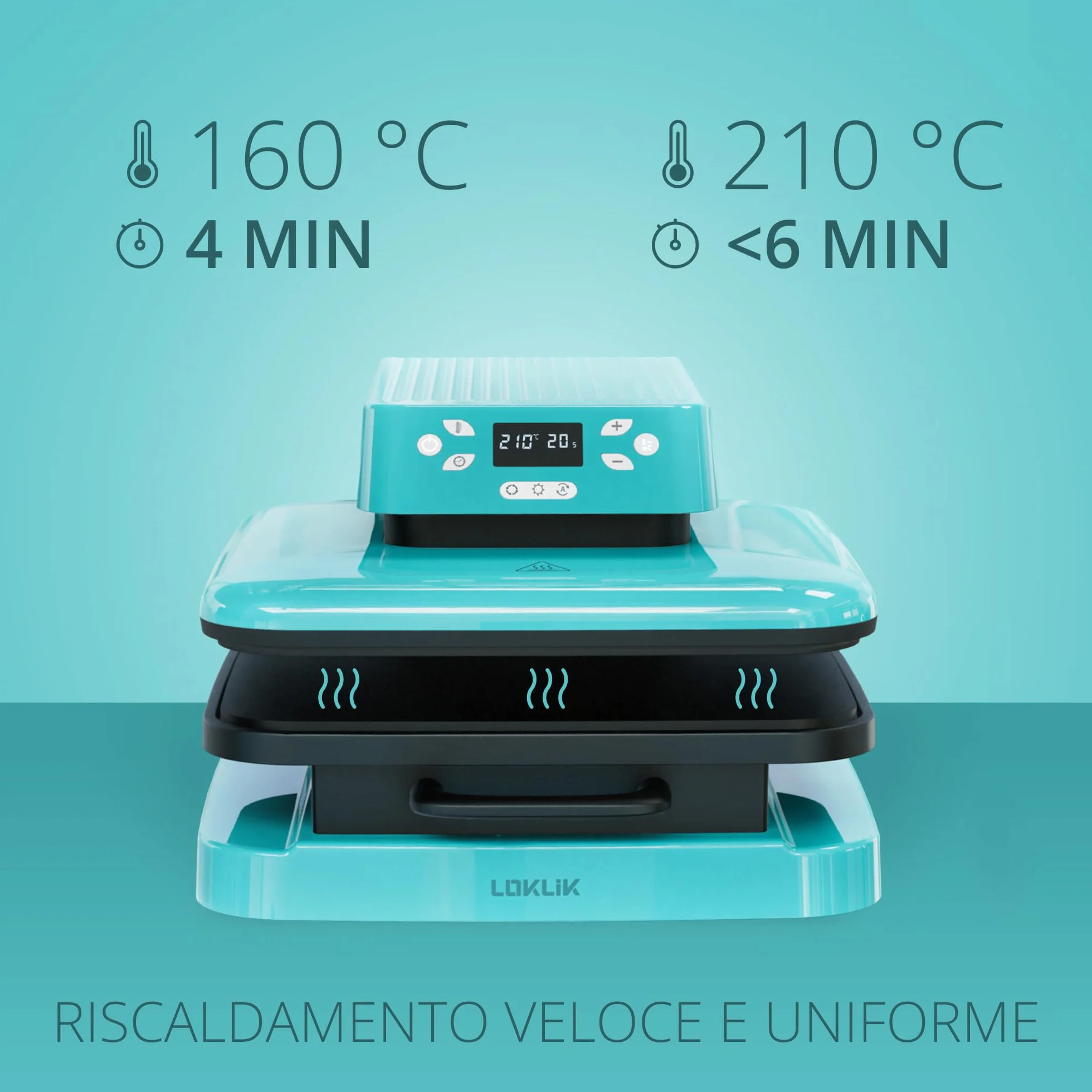 Pressa Termica Automatica LOKLIK per Personalizzare Tessuti Blu