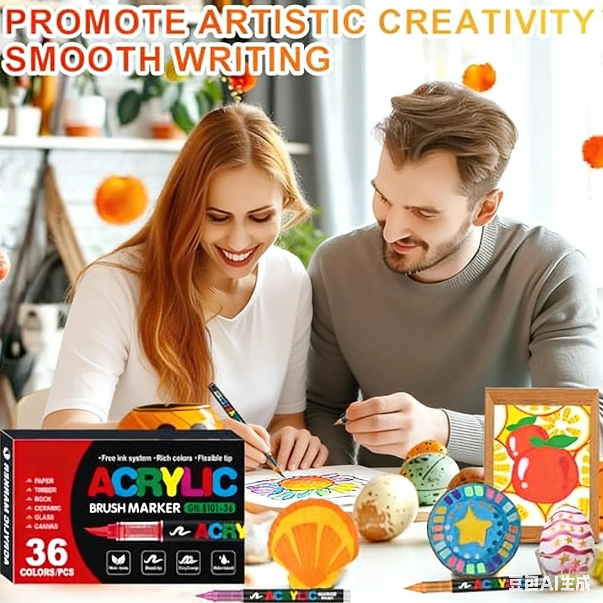 Laconile 36 Colori Pennarelli Acrilici Brush Pen Set per Pittura Vetro Ceramica