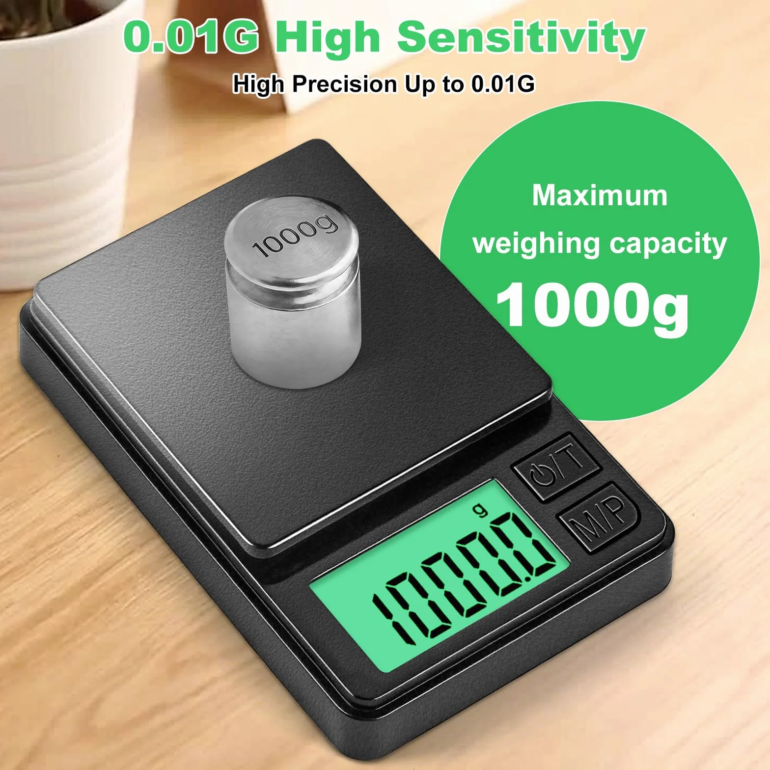 Bilancia da cucina digitale precisa fino a 0,01 g - 1000 g max - Bilancia multifunzione per alimenti con display LCD - Ideale per alimenti, caffè, gioielli, uso medico e di laboratorio