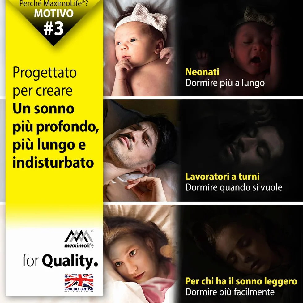 Tenda oscurante MaximoLife® Ultimate 100% | Adatta a finestre di qualsiasi dimensione/forma | Griglia guida di taglio per un taglio più facile | Ventose potenti | Gancio e passante resistenti