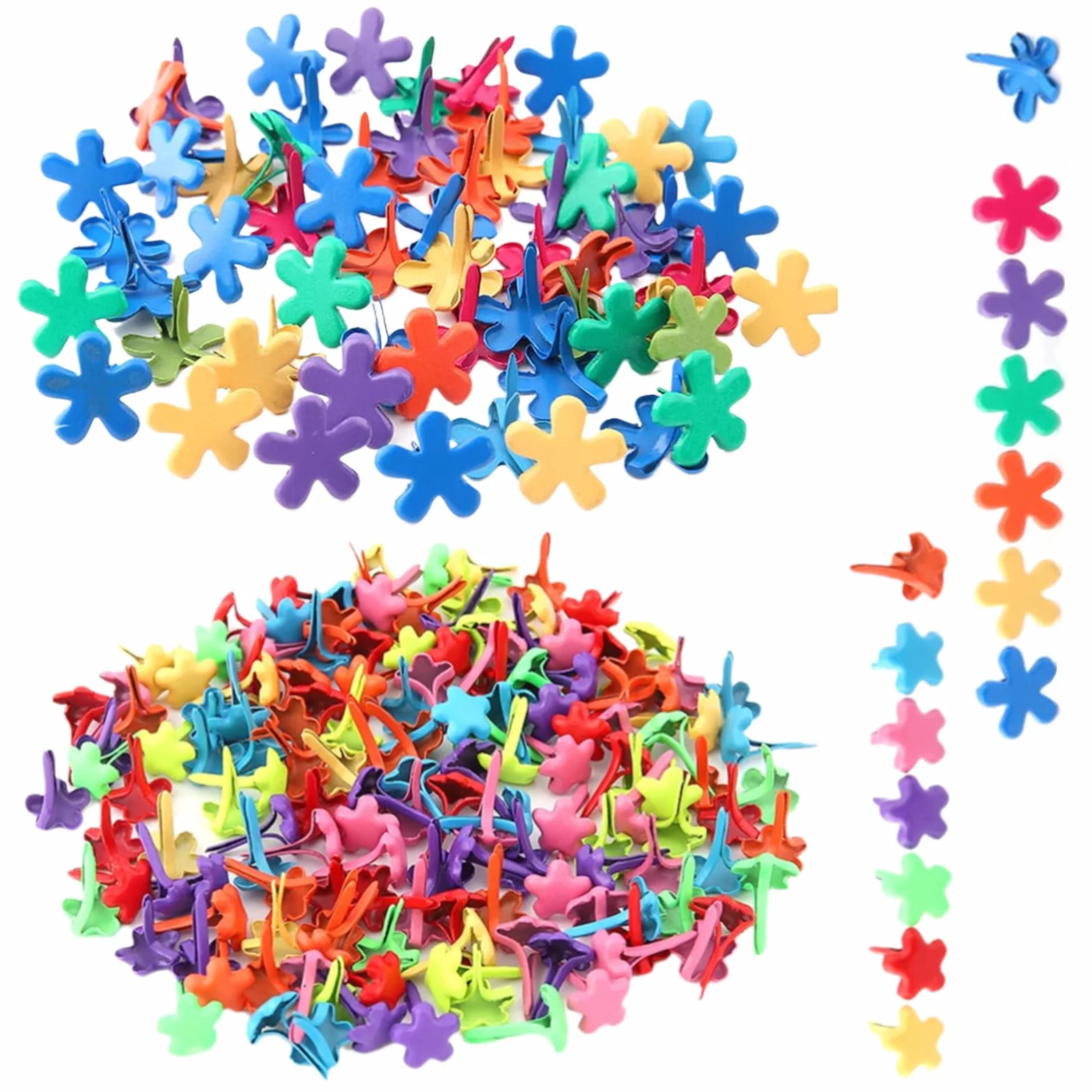 100 Pezzi Mini Brads, Elementi di Fissaggio in Carta, fermagli per sacchetti, a forma di fiore, Mini Chiusura di Carta a Treccia, per scrapbooking, per Decorazioni Artigianali Fai-da-Te