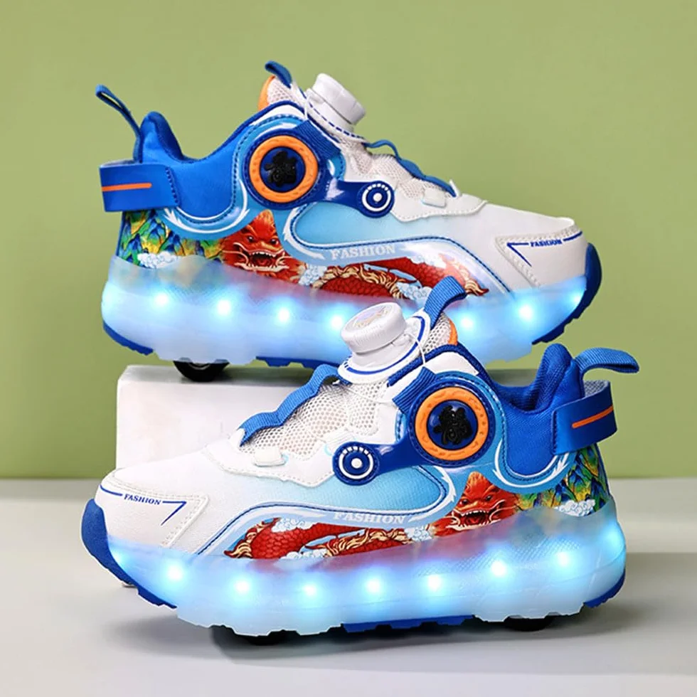 ENEN Sportive Scarpe da Skateboard 4 Ruote LED Luci Bambina Bambino Sneakers Outdoor Multisport