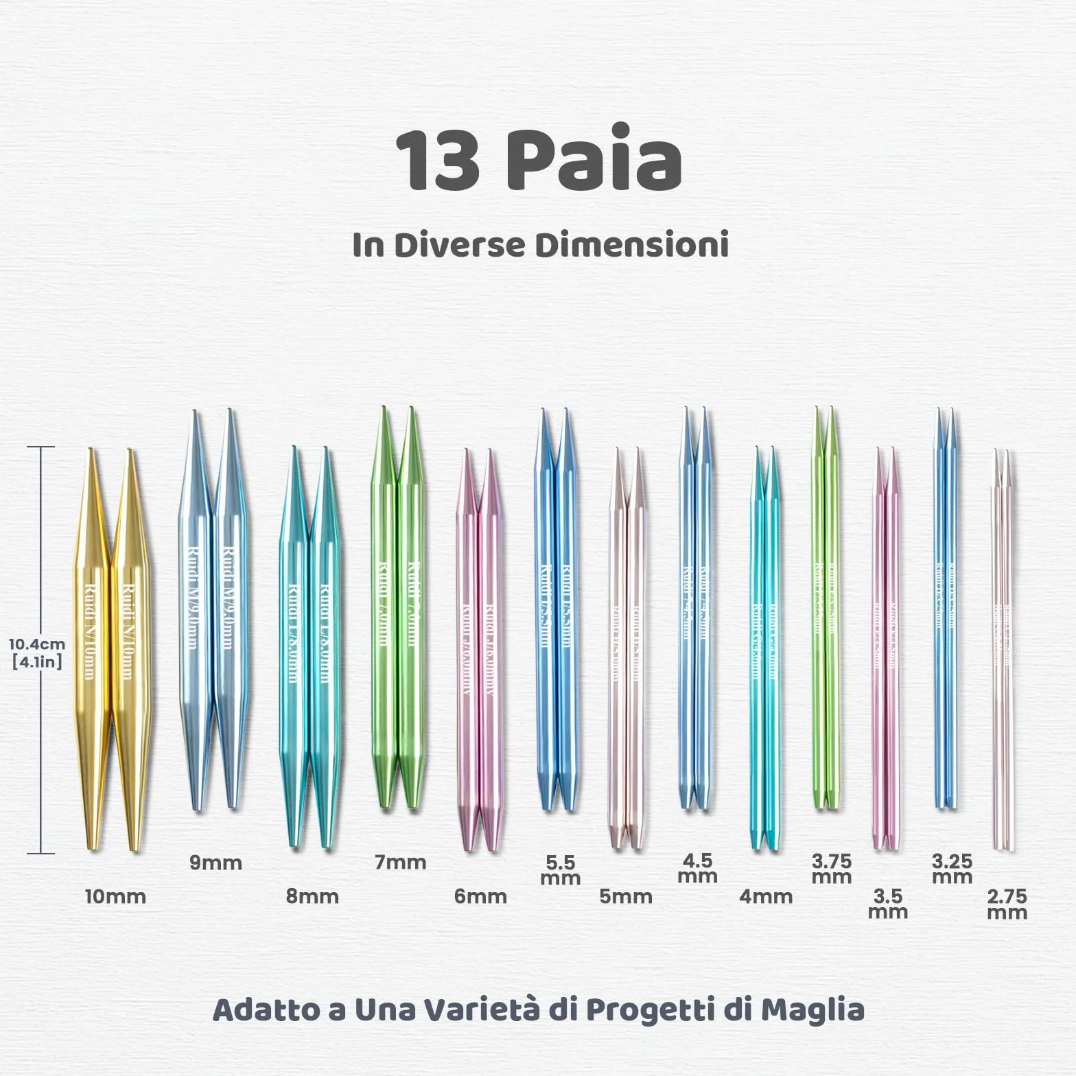 RUIDI Set di Ferri da Maglia Circolari Intercambiabili in Alluminio Leggero, 13 Paia (10cm), 2,75mm-10mm con Custodia