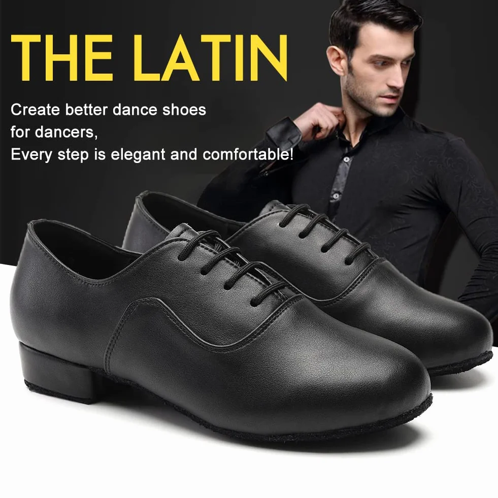 Scarpe da Ballo Latino Americano Uomo Salsa Tango Jazz Tacco Basso