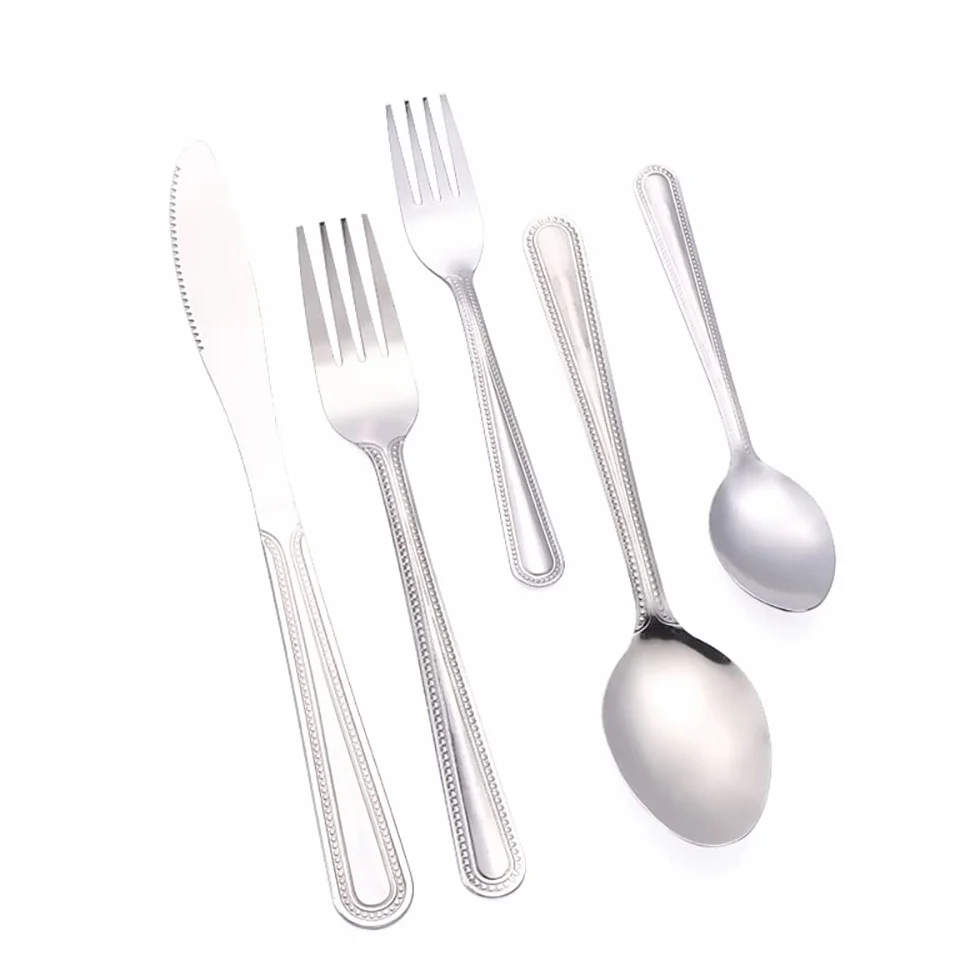 Set di posate, set di posate in acciaio inossidabile, plastica trasparente, set cucchiaio, coltello e forchetta, set da 50 pezzi di set di posate retrò Stoviglie da cucina Posate principali Coltello e