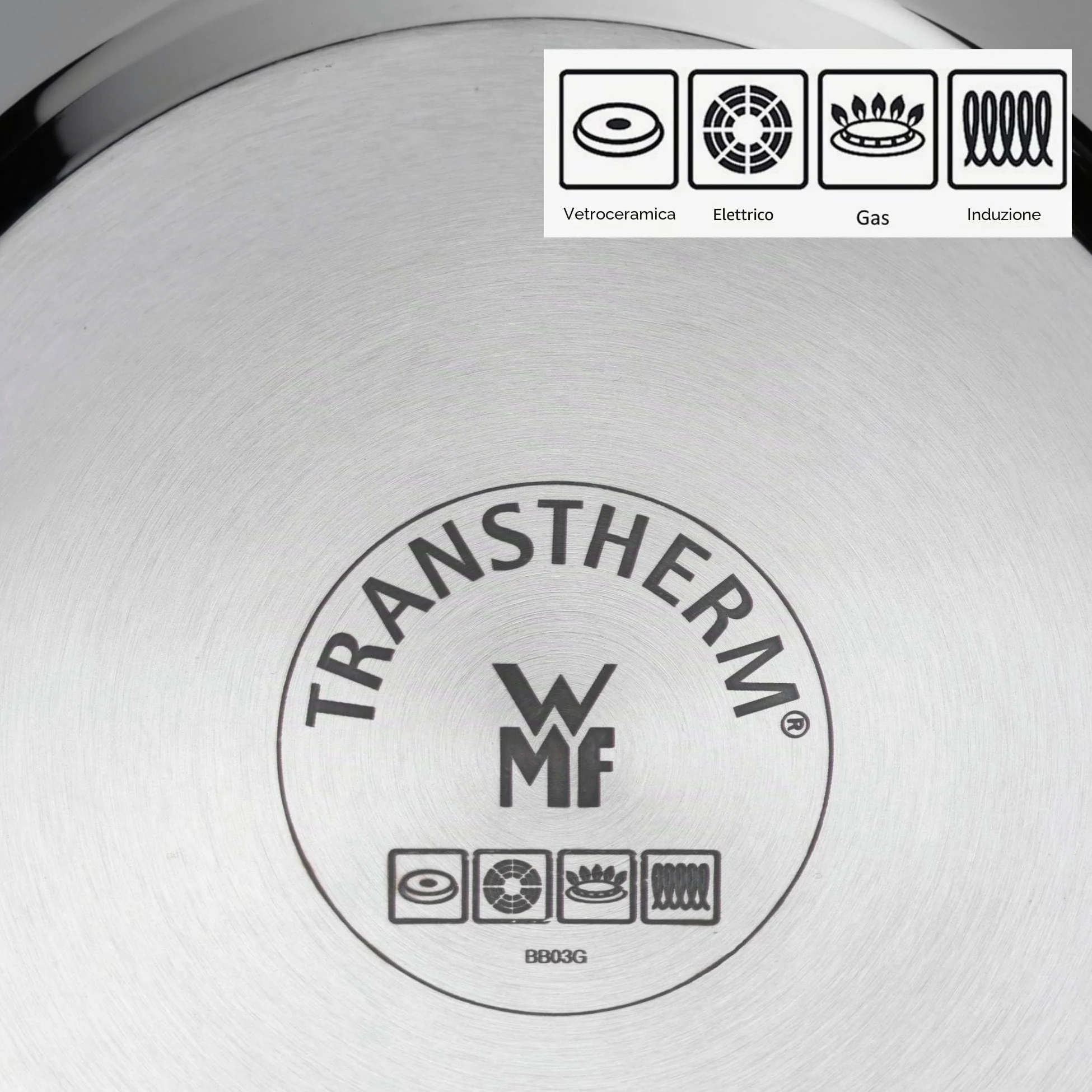 WMF Provence Plus - Pentola per zuppa di Verdure a induzione, 24 cm, Coperchio in Vetro, 8,8 l, in Acciaio Inox Cromargan Lucido, Grande pentola Non Rivestita, Adatta al Forno