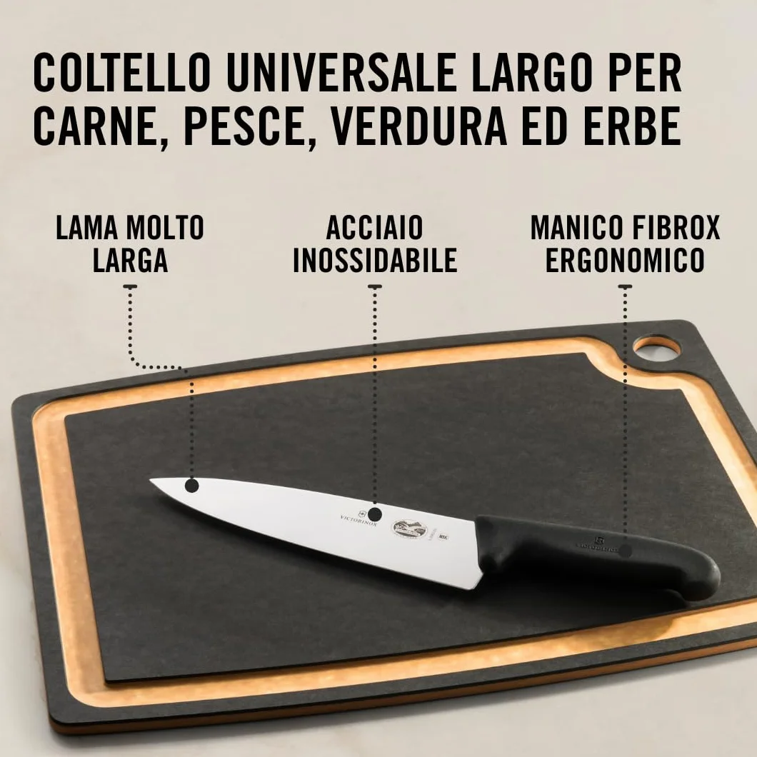 Victorinox Fibrox Coltello da Chef 20 cm Lama Dritta Acciaio Inossidabile Nero