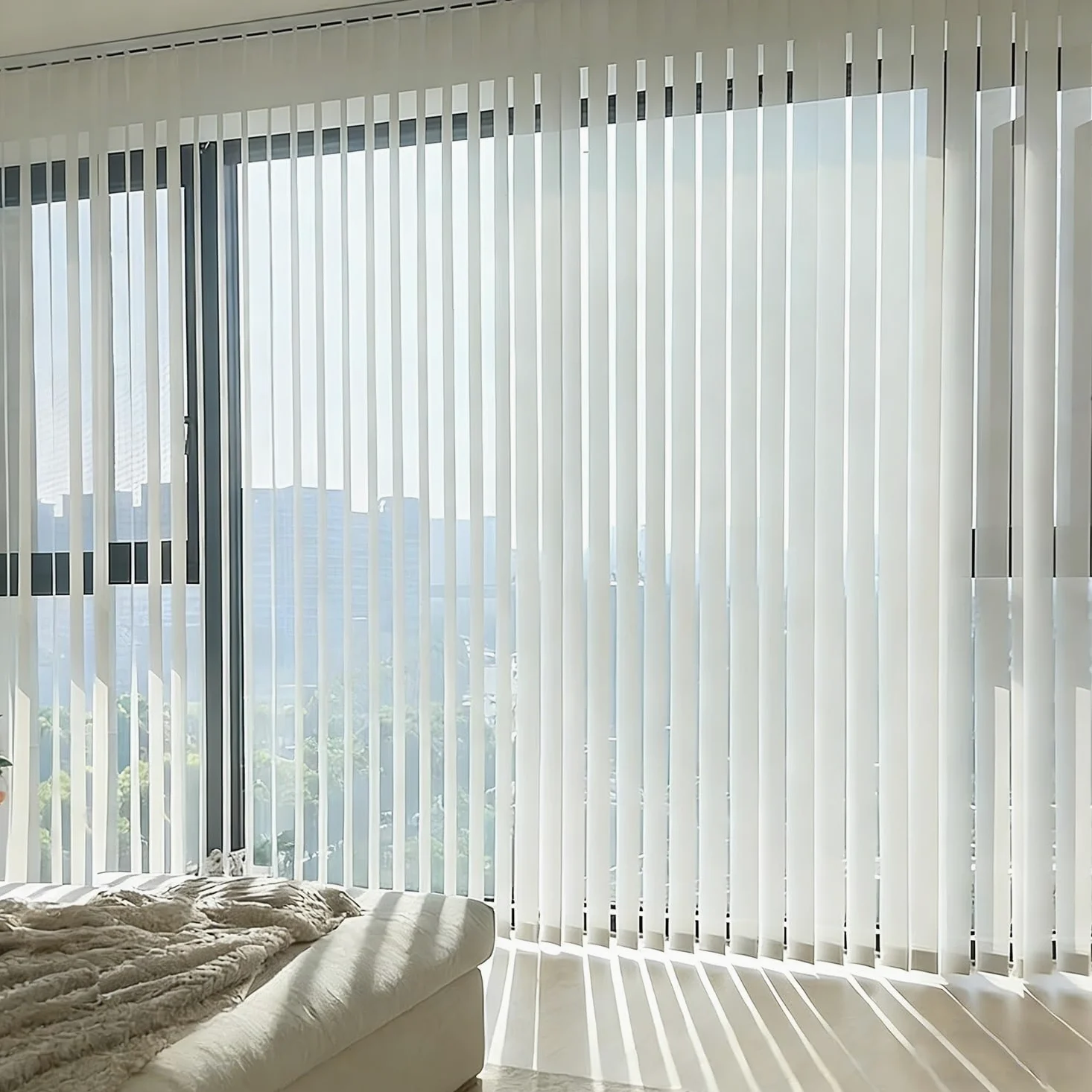 Tende Verticali Oscuranti in Tessuto per Finestre Grandi, Tende a Lamelle Verticali in Tessuto Bianco con Isolamento Termico, 60-250cm Veneziane per Ufficio o Casa, Protezione Privacy(W110xH220cm)