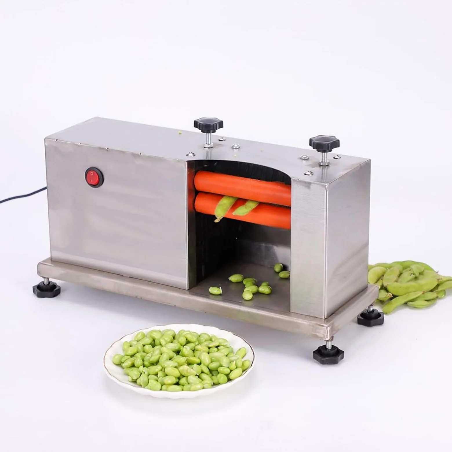 Macchina Commerciale Elettrica per Sbucciare Fagioli, Sgusciatrice Automatica in Acciaio Inox con Regolazione Telescopica per Sbucciatura Rapida di Edamame, Fagioli Fava E Piselli