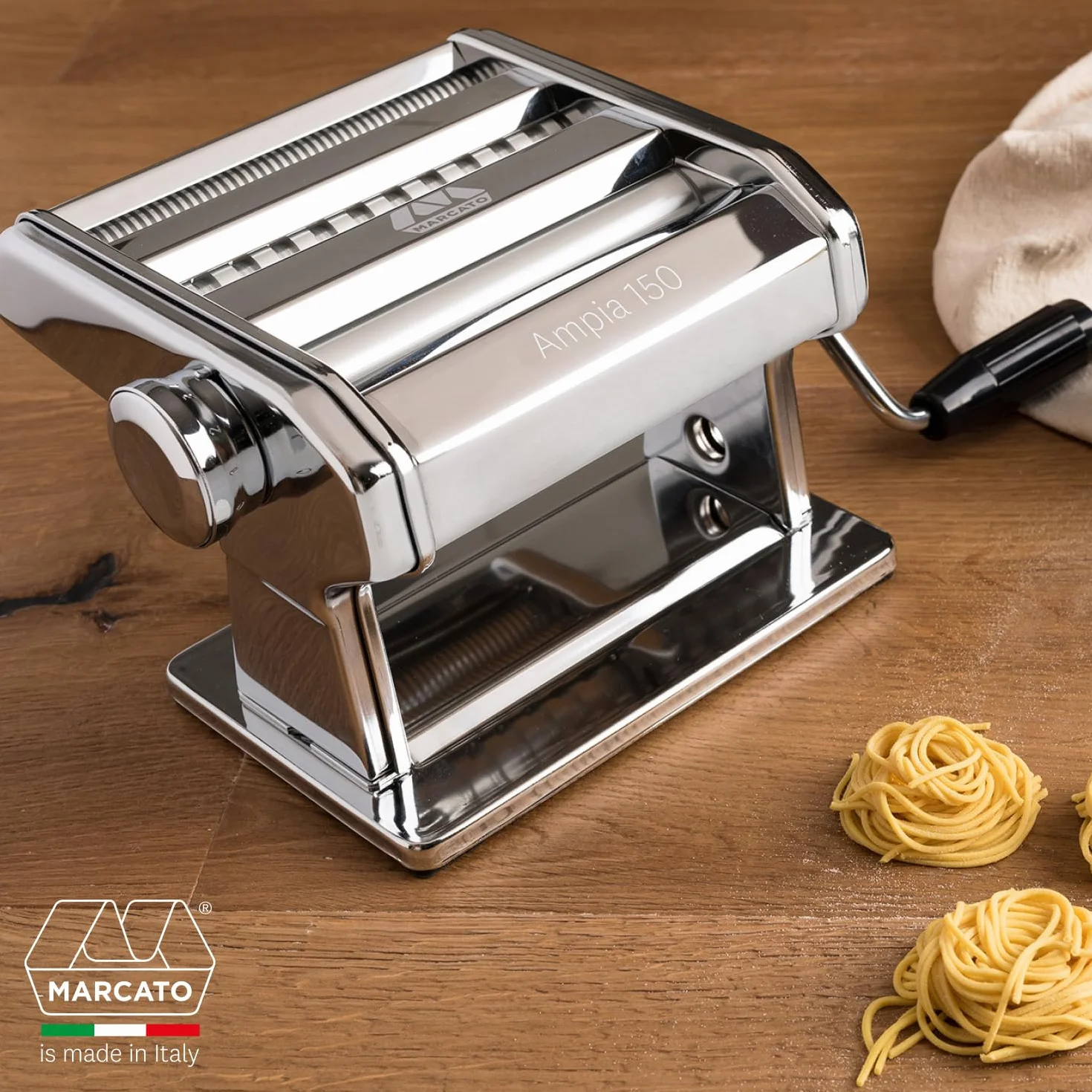 Marcato Ampia 150 AM-150-CLS Macchina per Pasta Manuale Acciaio Cromato Argento