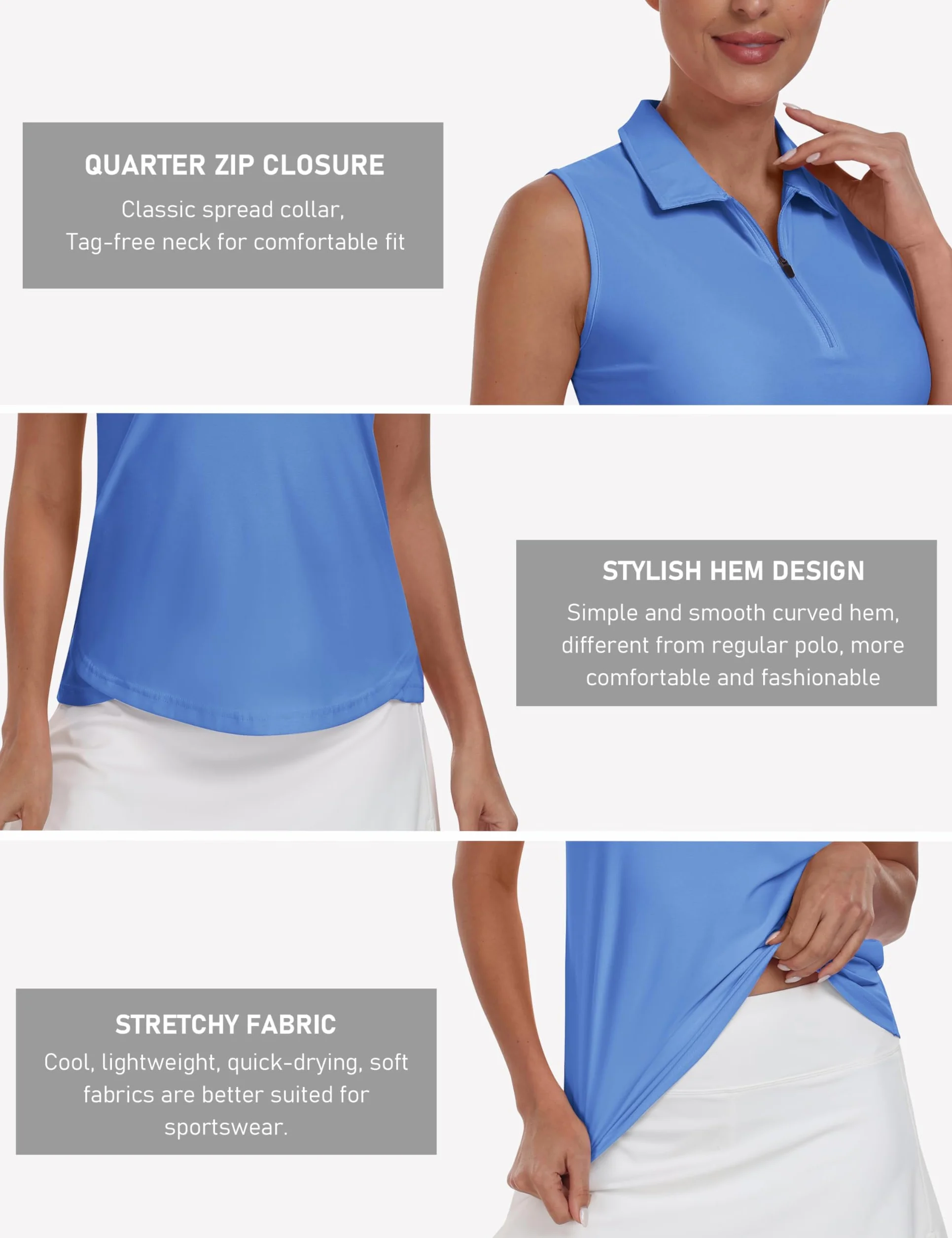 MoFiz Donna Canottiera Traspirante con Cerniera Golf Tennis Estiva