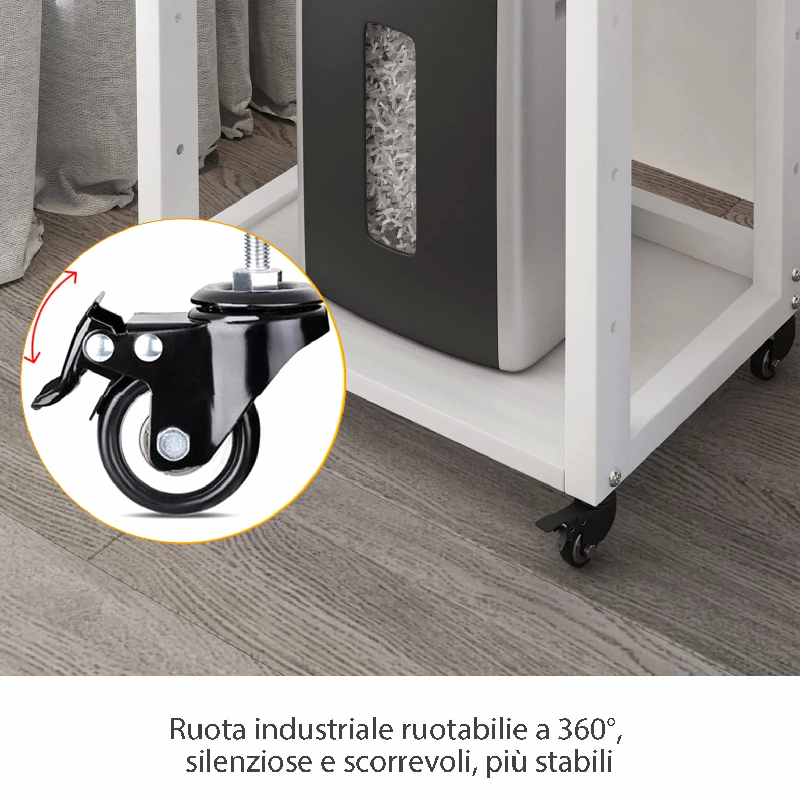 PUNCIA Supporto per Stampante a 3 Livelli Carrello Porta Documenti Mobile per Stampante in Legno e Metallo Scaffale per Documenti con Ruote Tavolo per Trituratore HIFI per Ufficio Casa (Bianco)