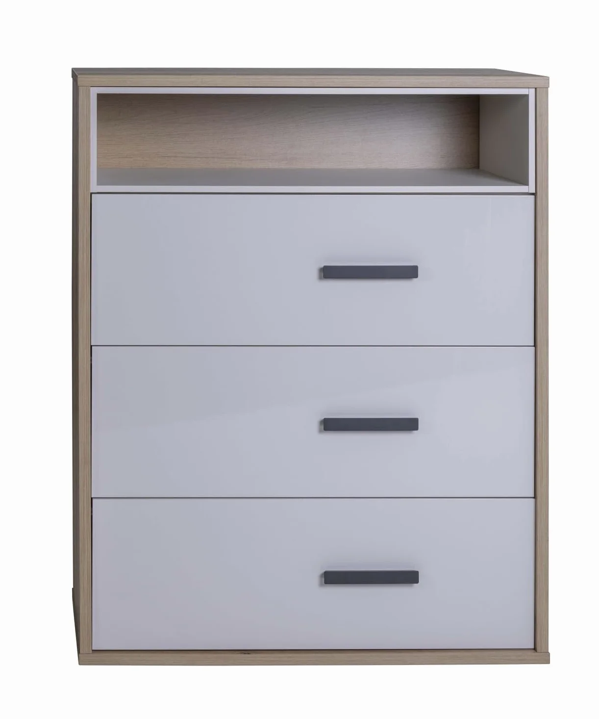 Composad | Cassettiera della Linea MIPIACE con 3 Cassetti per Cameretta, Mobile Contenitore per Bambini e Ragazzi, (LxAxP):89,3x112,1x40,5 cm, Rovere Mielato e Grigio Cashmere Laccato, Made In Italy