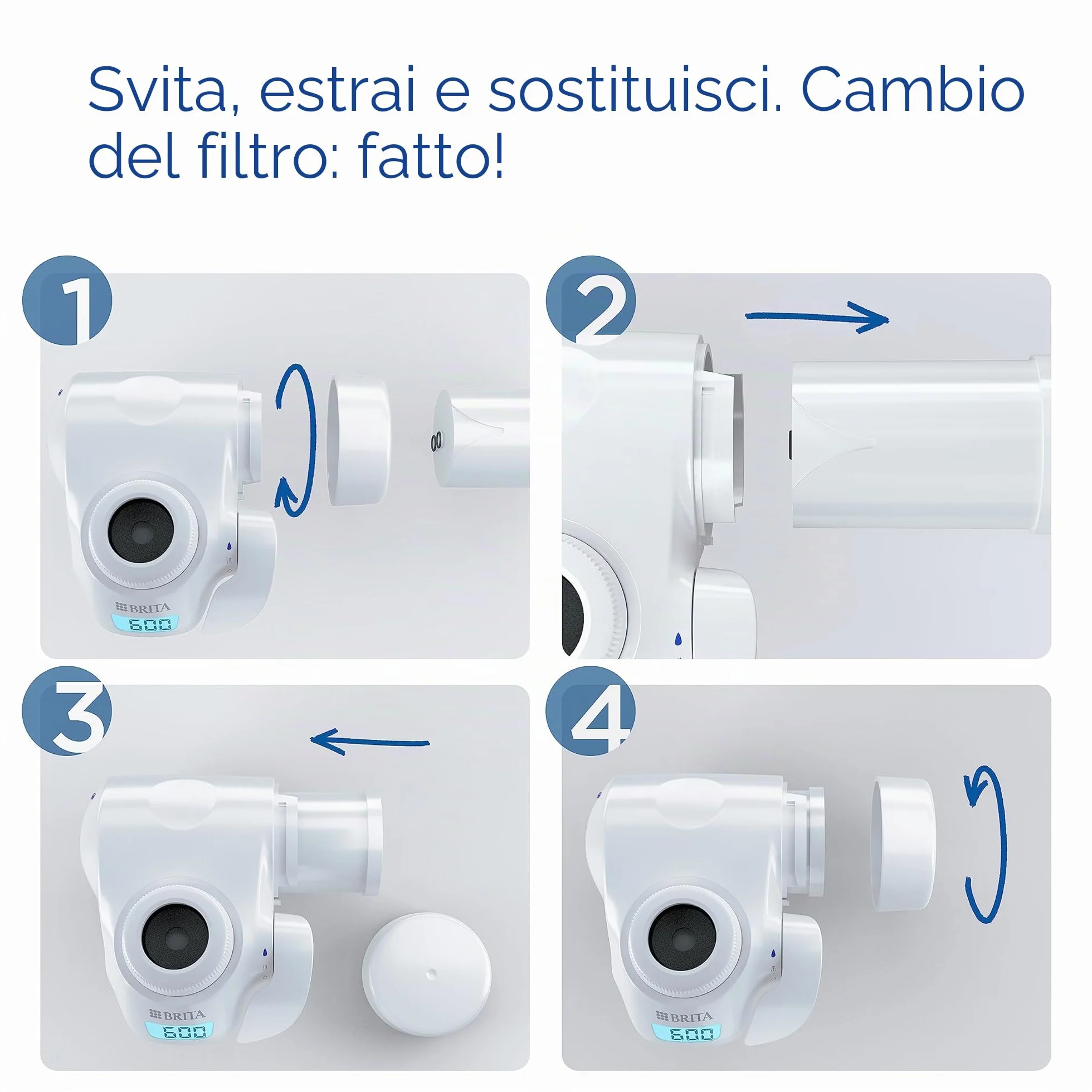 BRITA On Tap HF Pack 2, due cartucce filtranti acqua, ricambio filtro acqua compatibile