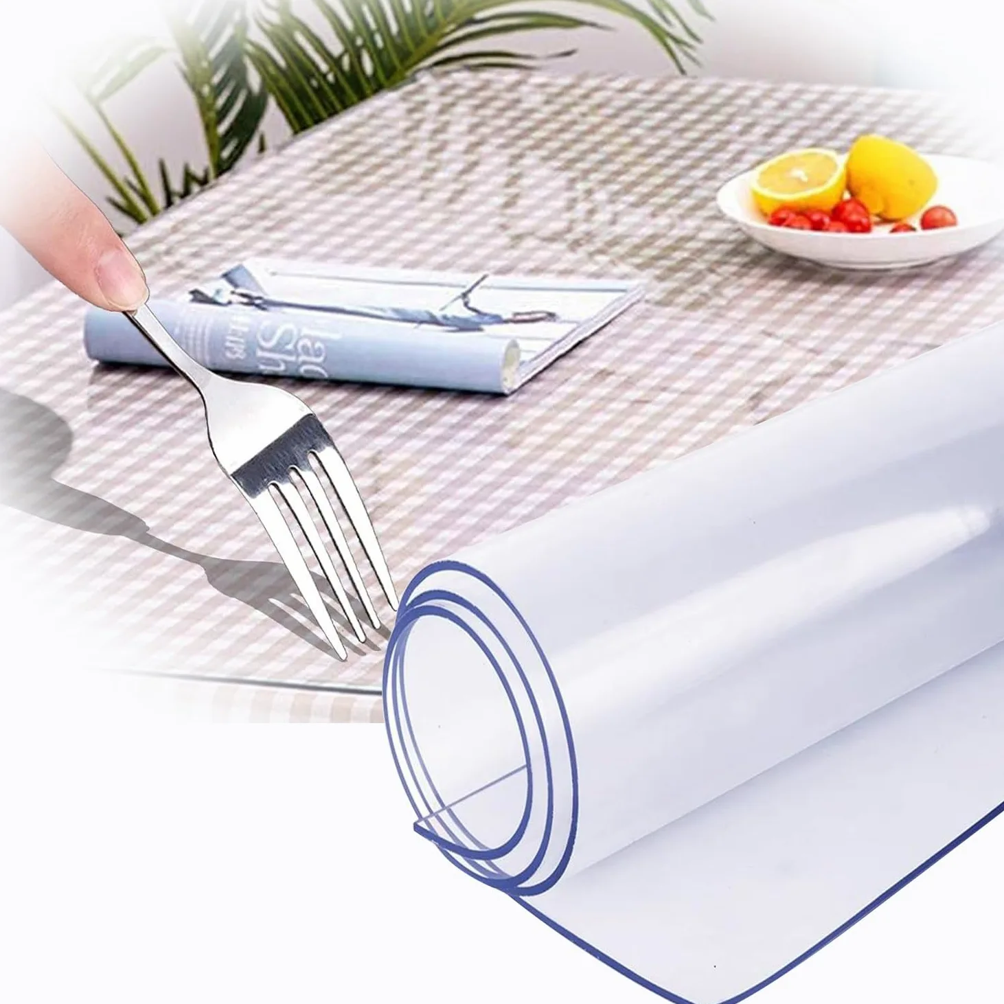 Sottomano da scrivania trasparente, a prova di olio, 1,5 mm di spessore, rettangolare, protezione per tavolo da pranzo, copertura trasparente per tavolo da computer, disponibile in varie dimensioni,